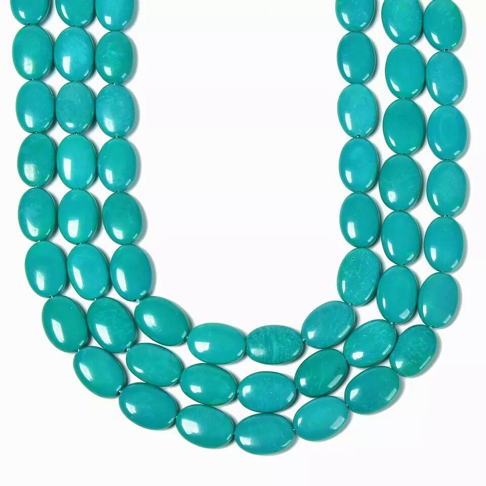 Green Blue Turquoise Smooth Oval Beads Size 10x14mm 15.5'' Strand