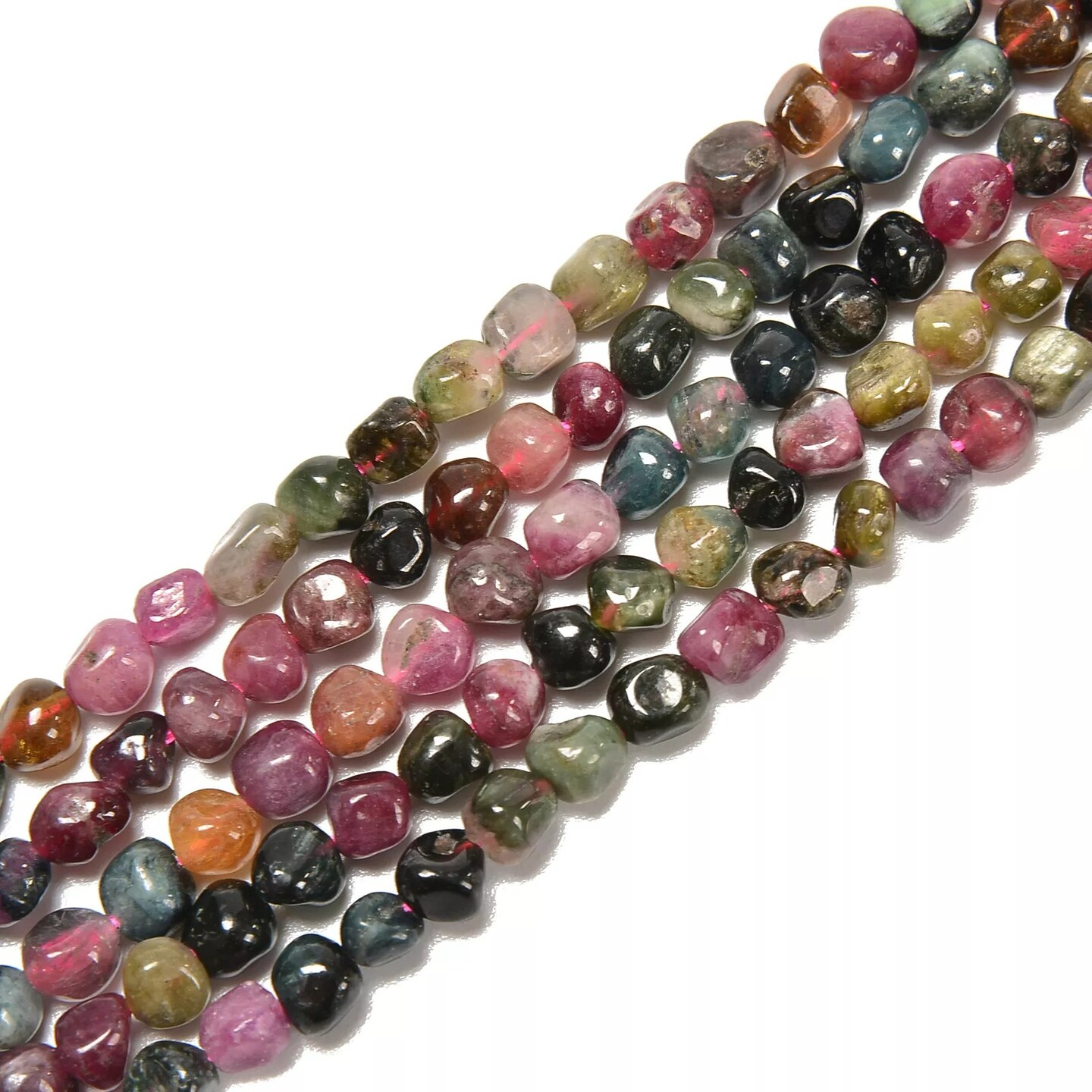 Natural Genuine Multi Color Tourmaline Nugget Beads Size 4-6mm 15.5&#x22; Strand