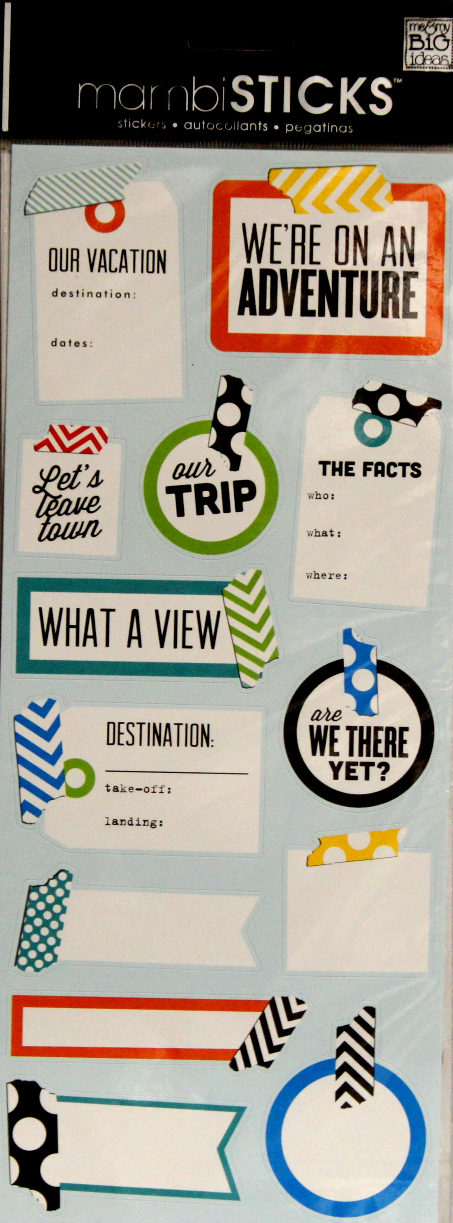 Me &#x26; My Big Ideas Mambi Sticks Travel Journal Stickers