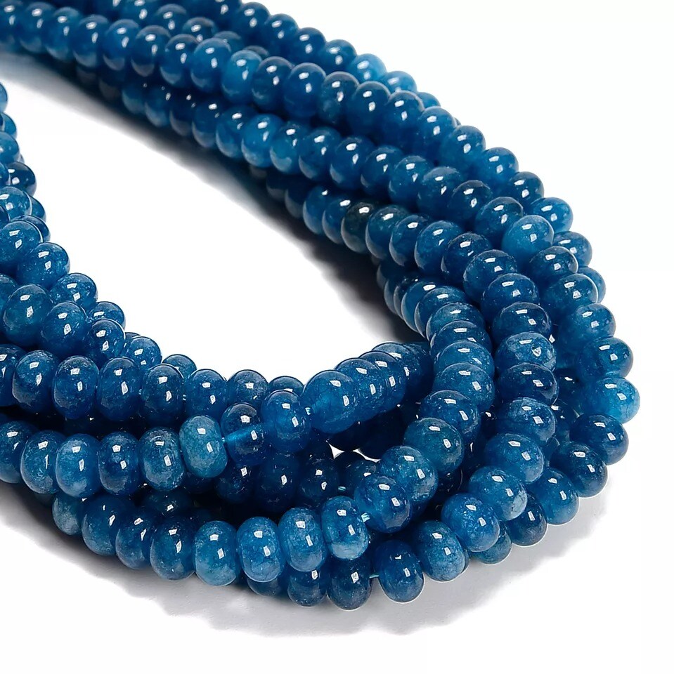 Apatite Color Dyed Jade Smooth Rondelle Beads Size 5x8mm 15.5&#x27;&#x27; Strand