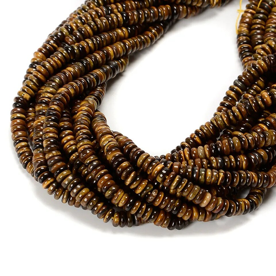 Natural Yellow Tiger Eye Smooth Rondelle Beads Size 2x6mm 15.5&#x22; Strand