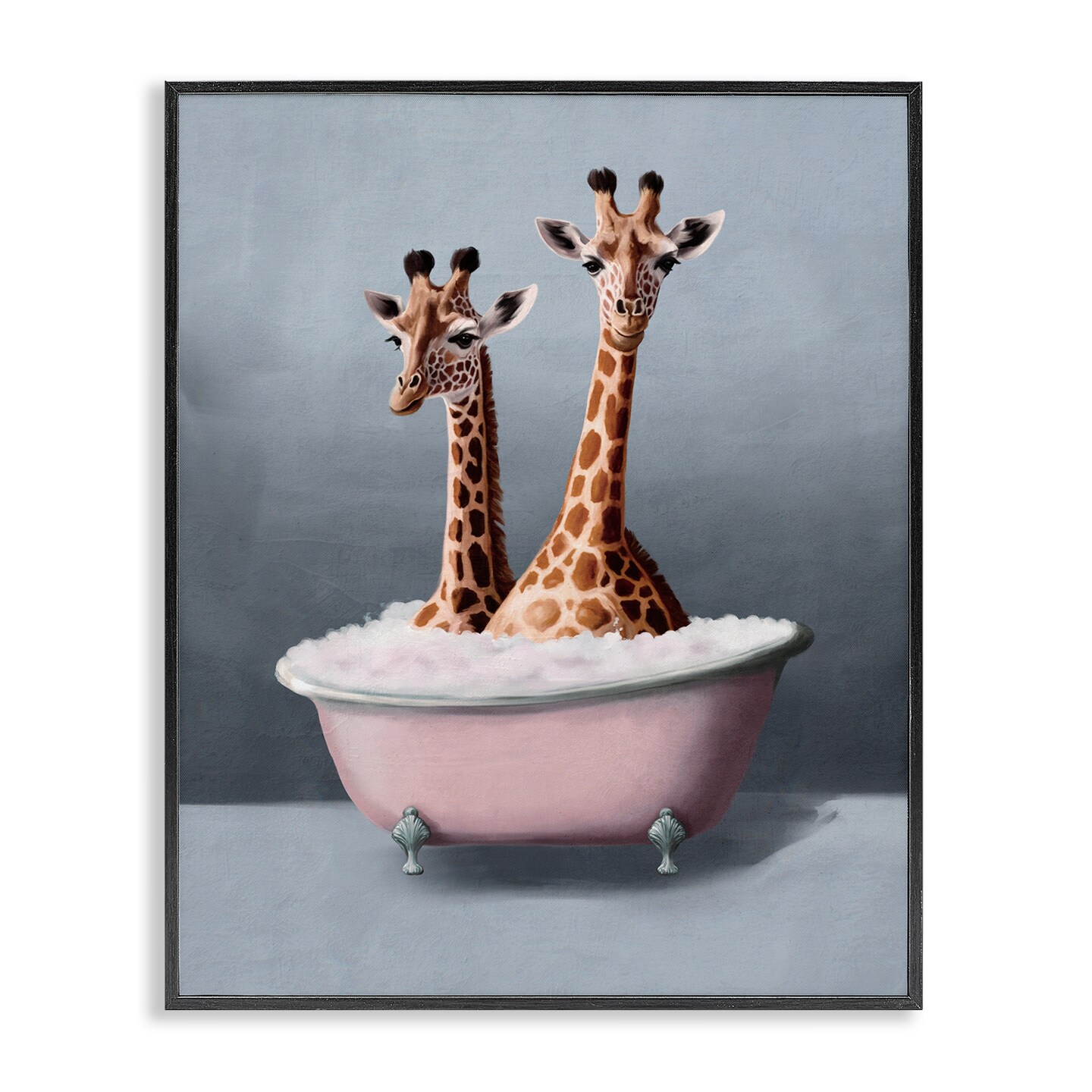 Stupell Industries Giraffe Pair in Tub Framed Giclee Wall Art Design by Svetlana Aleynikova
