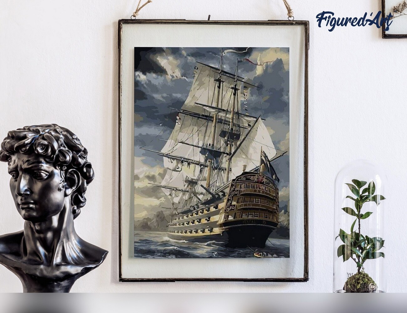 Figured&#x27;Art Paint by Numbers for Adults Ocean Galleon 16&#x22;x20&#x22; - Craft Art Painting DIY Kit Rolled Canvas without frame