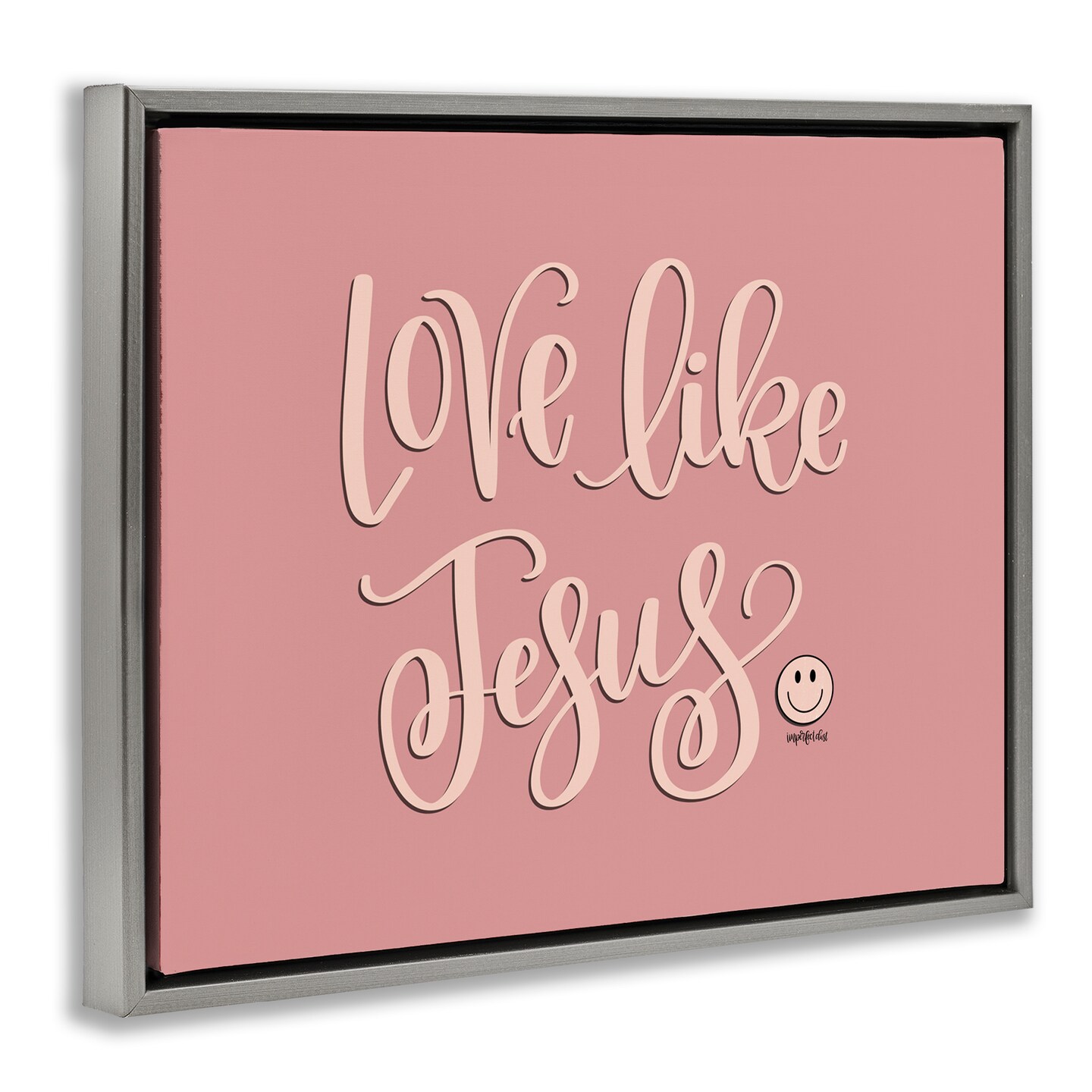 Stupell Industries Pink Love Like Jesus Floater Framed Canvas Wall Art Design by Imperfect Dust