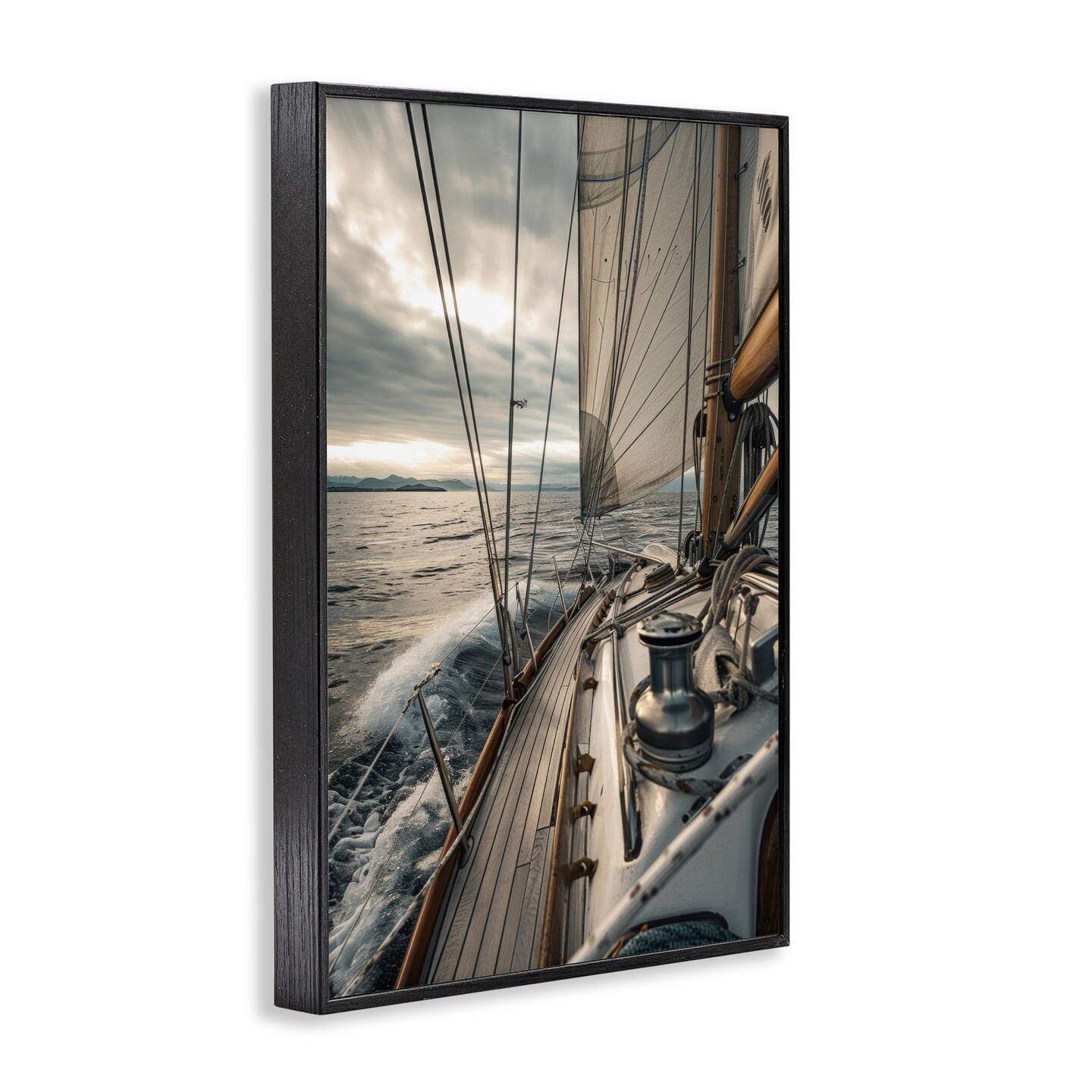Stupell Industries Sailing Boat Wake Waves Framed Giclee Wall Art Design by LSR Design Studio
