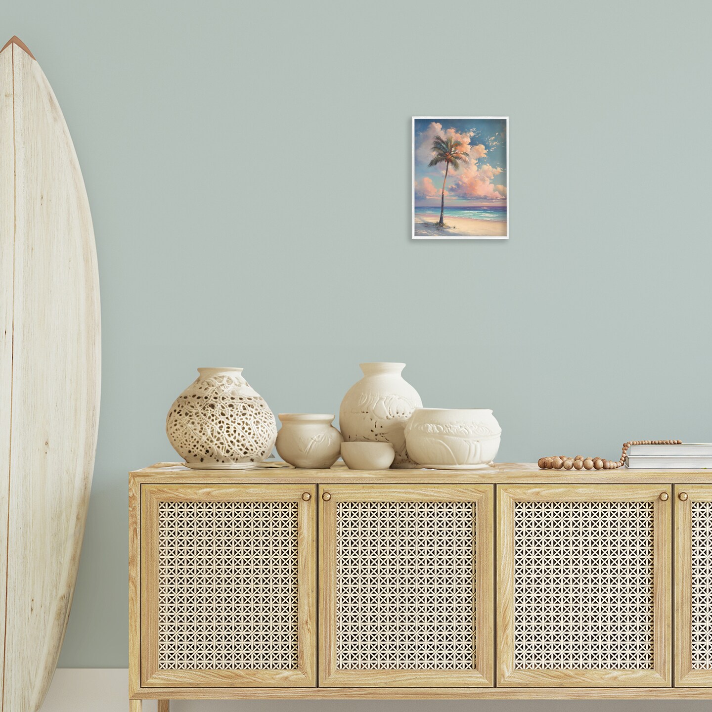 Stupell Industries Bright Hued Beach Palm Framed Giclee Wall Art Design by Arlington Prints