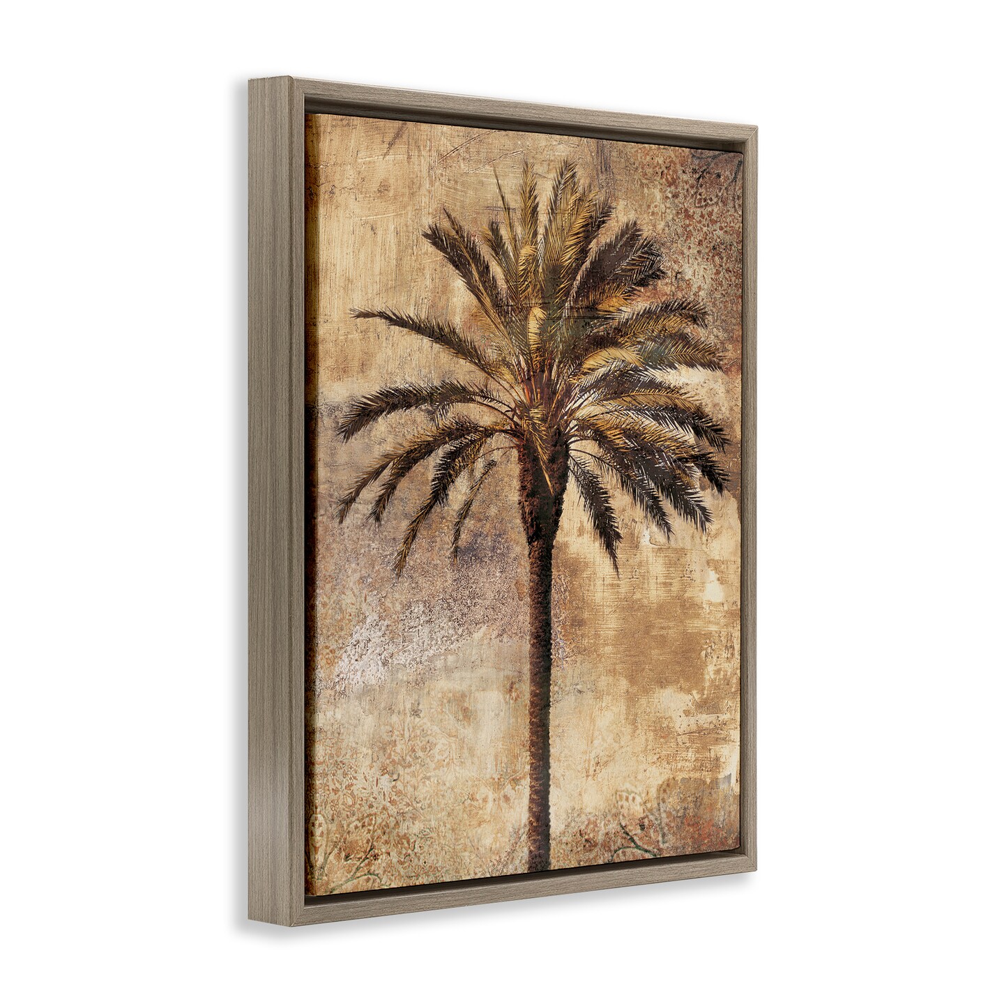 Stupell Industries Distressed Palm Tree Floater Framed Canvas Wall Art Design by Dan Sproul