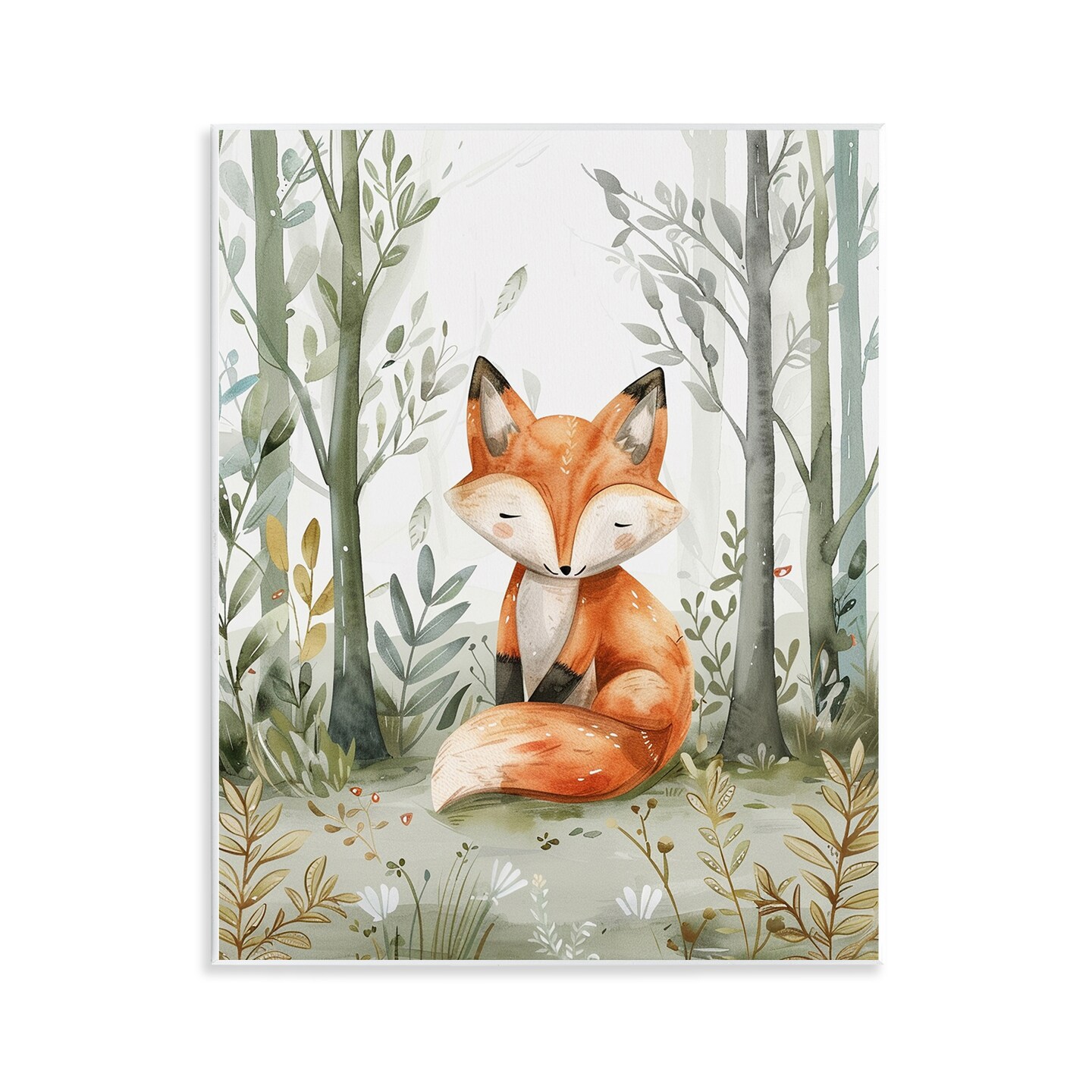 Stupell Industries Soft Woodland Fox Wall Plaque Art Design by LSR Design Studio