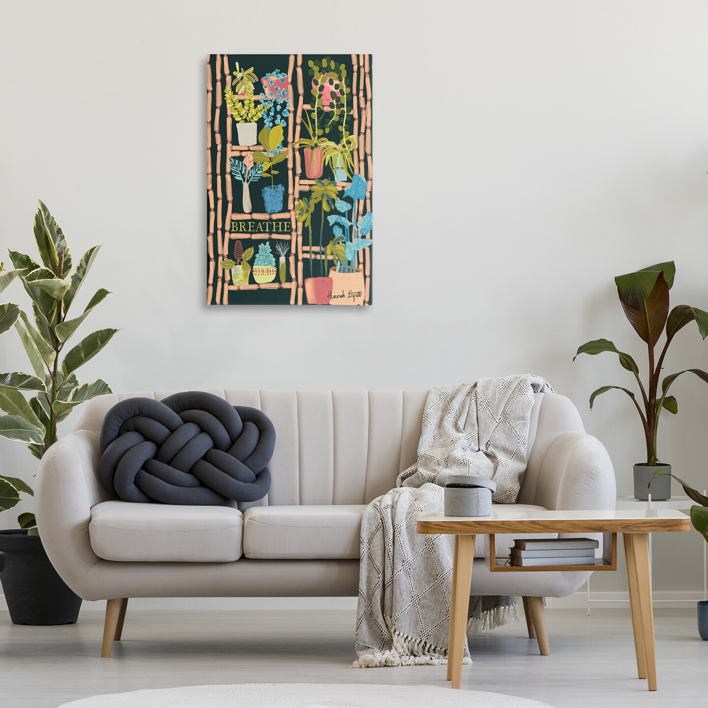 Stupell Industries Plant Shelf on Black Canvas Wall Art Design by Hannah Byatt