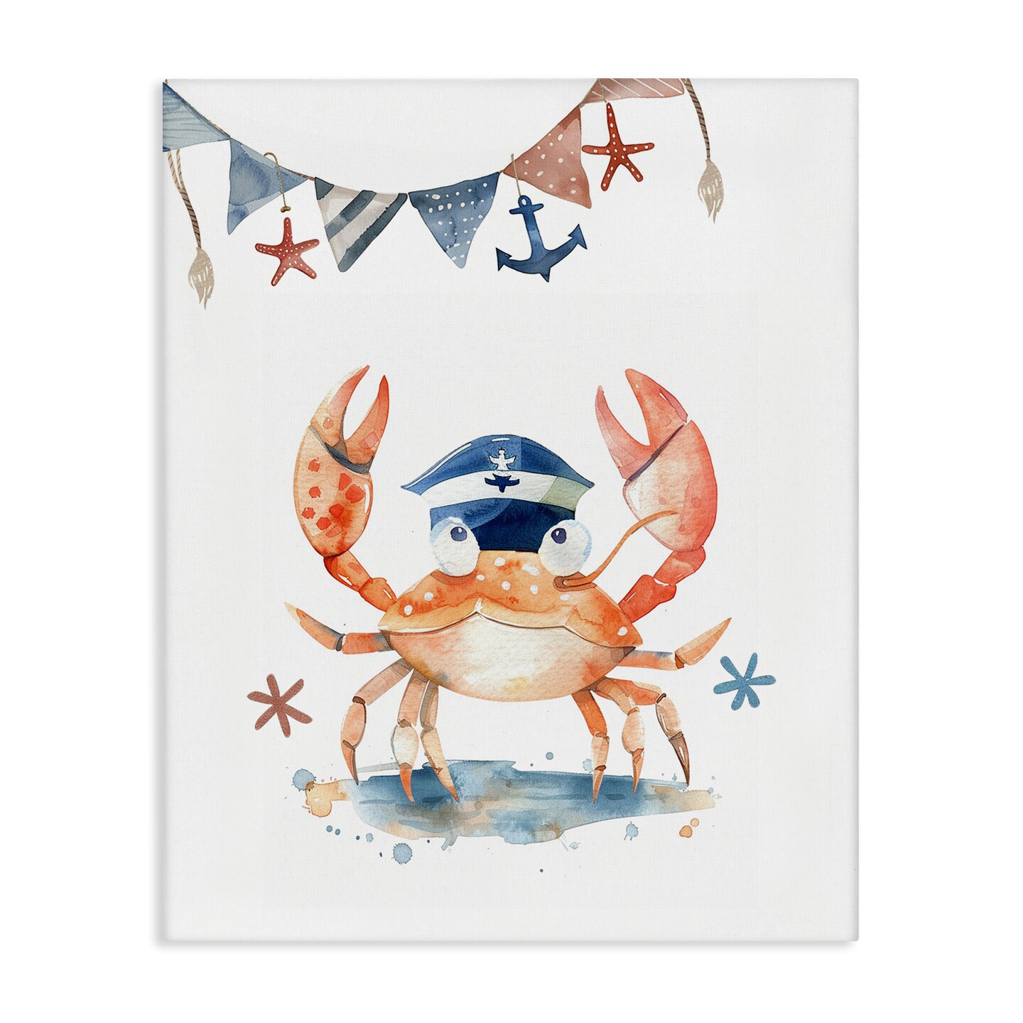 Stupell Industries Crab in Sailor Hat Canvas Wall Art Design by LSR Design Studio