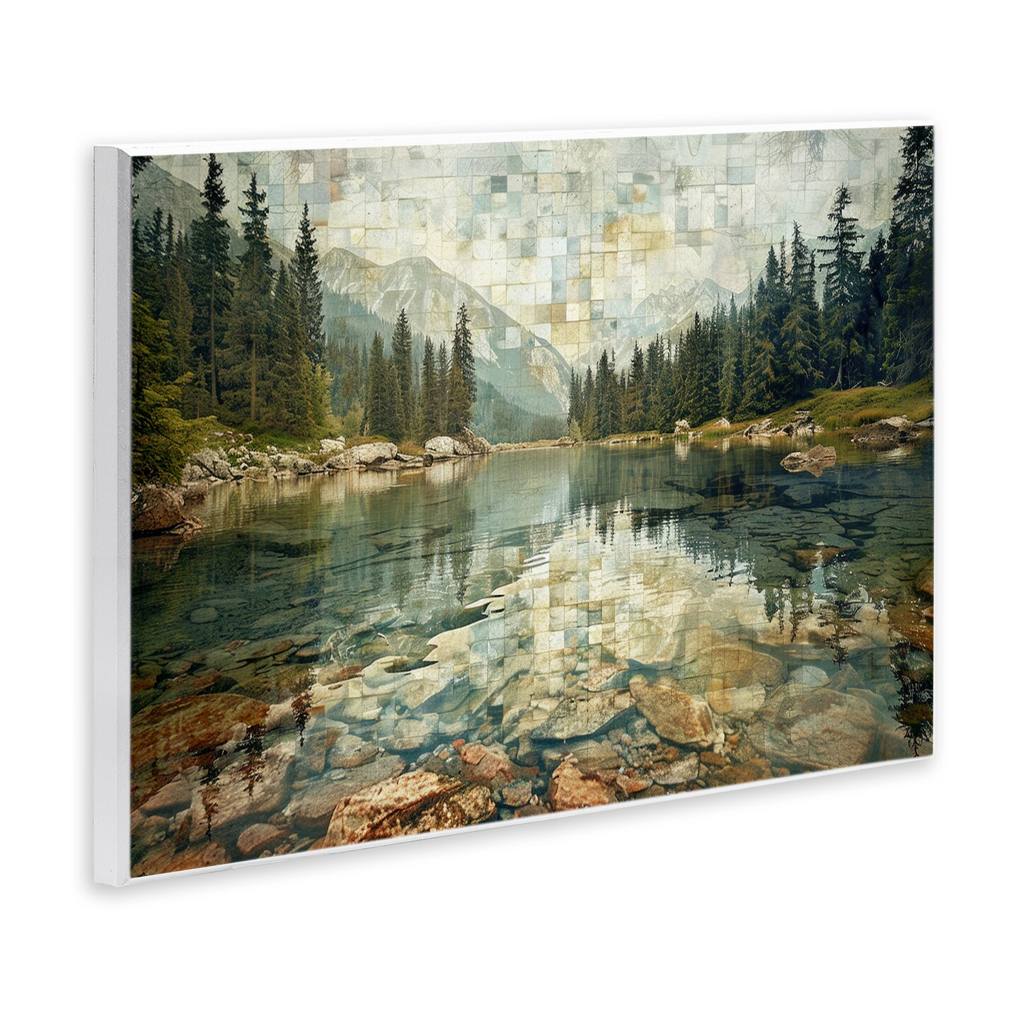 Stupell Industries Tiled Mountain Landscape Wall Plaque Art Design by LSR Design Studio
