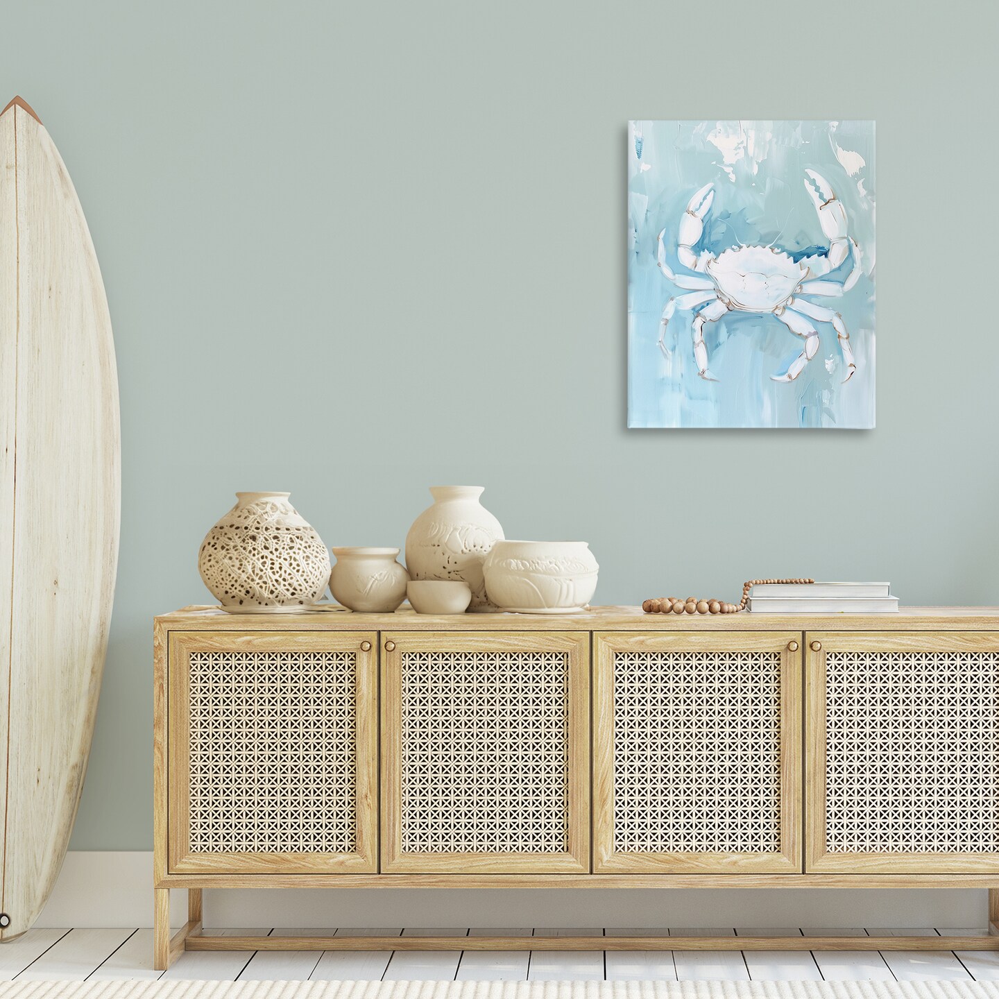 Stupell Industries White Coastal Crab Canvas Wall Art Design by Arlington Prints