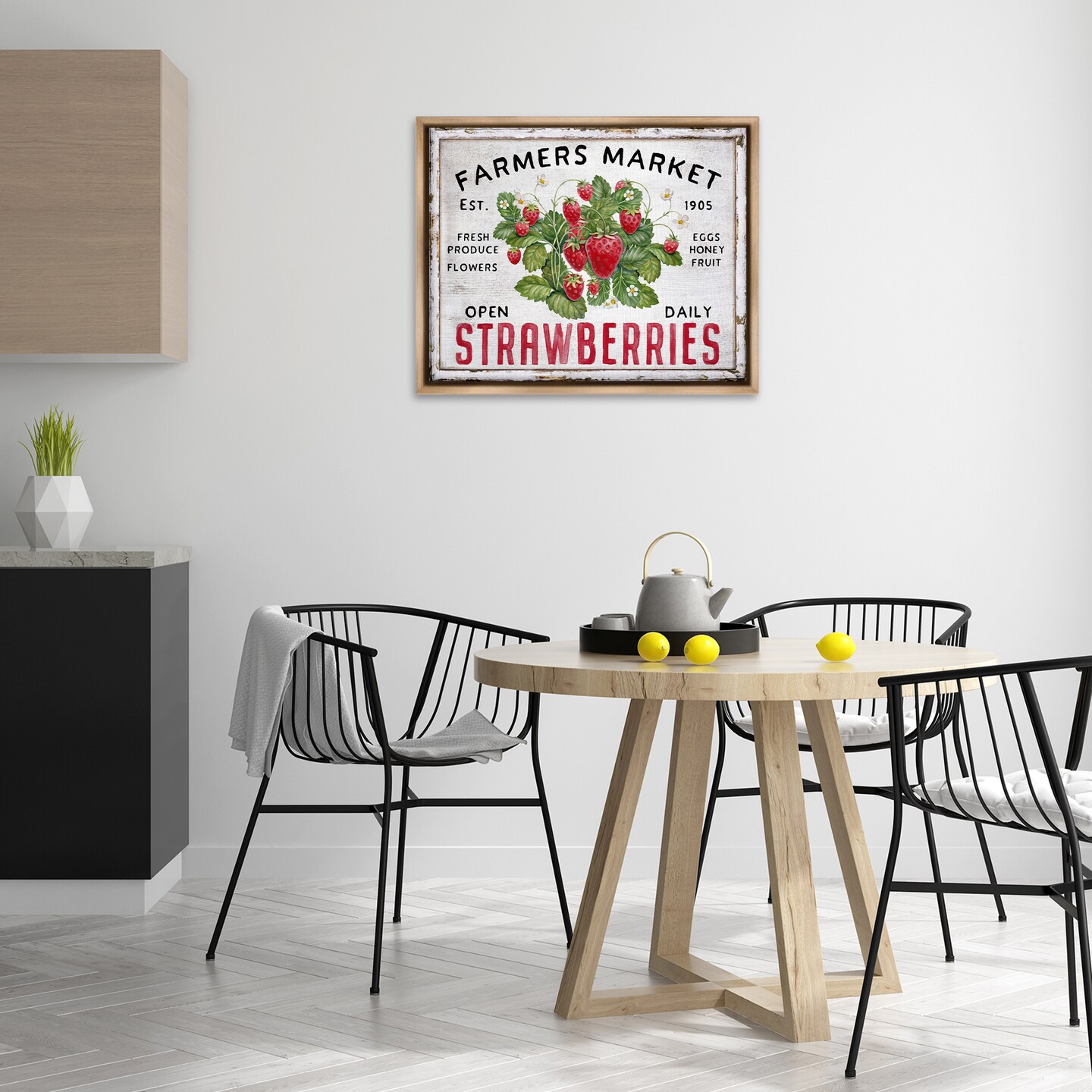 Stupell Industries Farmers Market Strawberries Floater Framed Canvas Wall Art Design by Creatif Belle