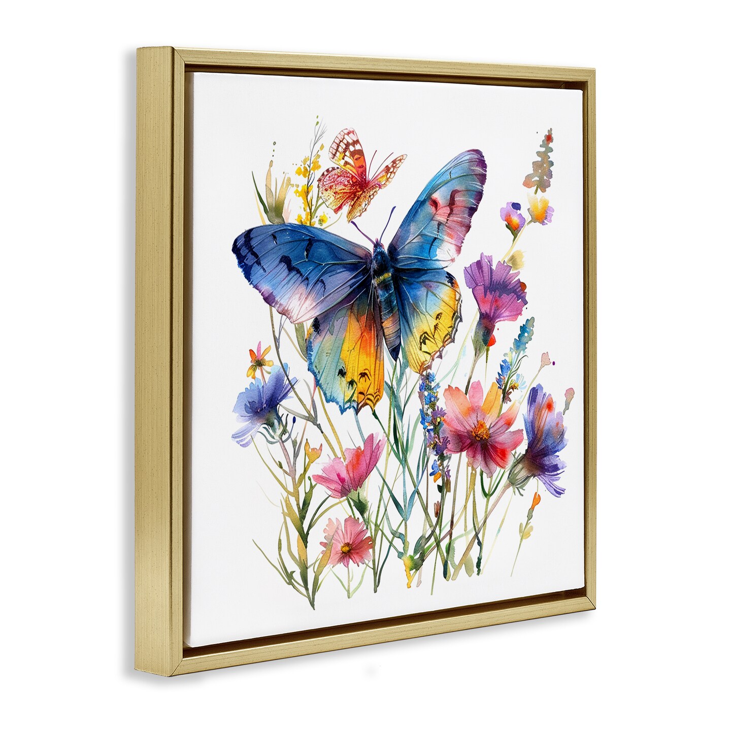 Stupell Industries Blue Toned Butterfly Garden Floater Framed Canvas Wall Art Design by LSR Design Studio
