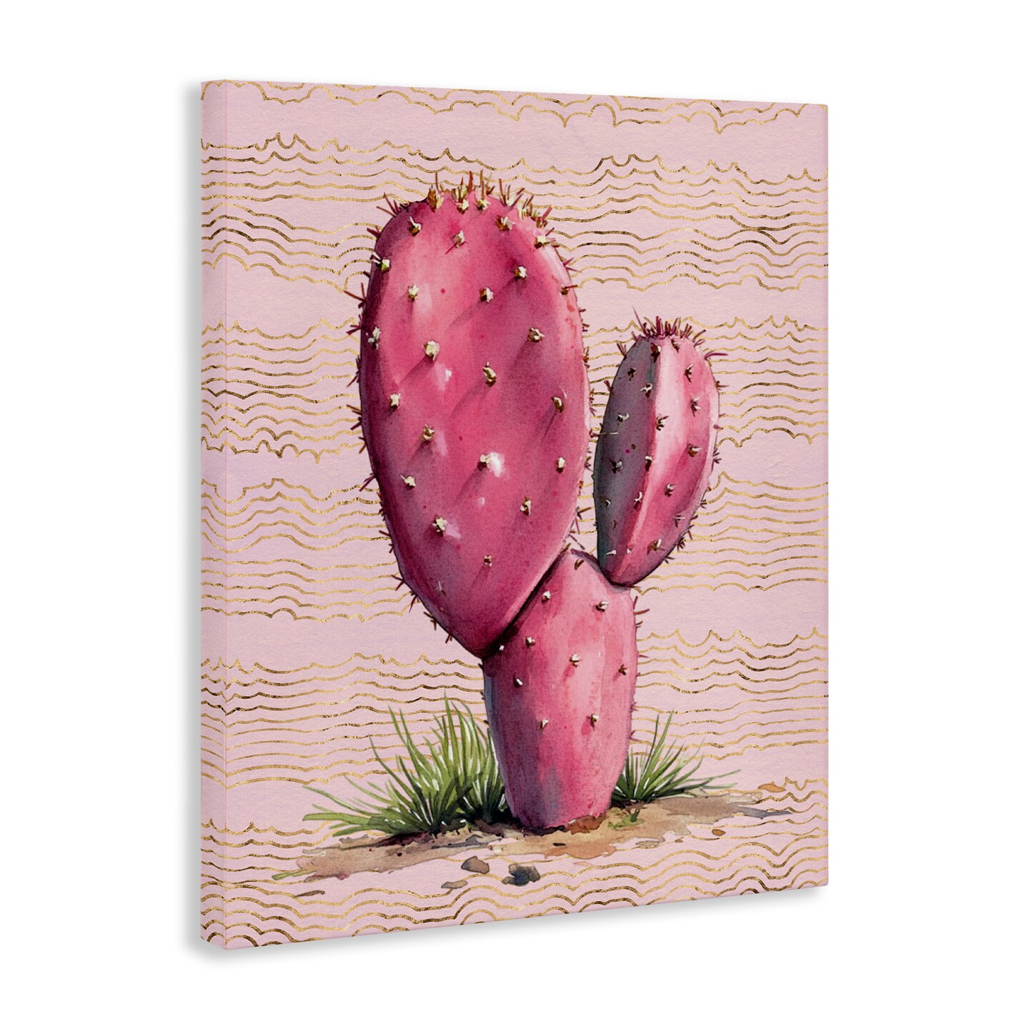 Stupell Industries Pink Prickly Pear Cactus Canvas Wall Art Design by Lettered and Lined