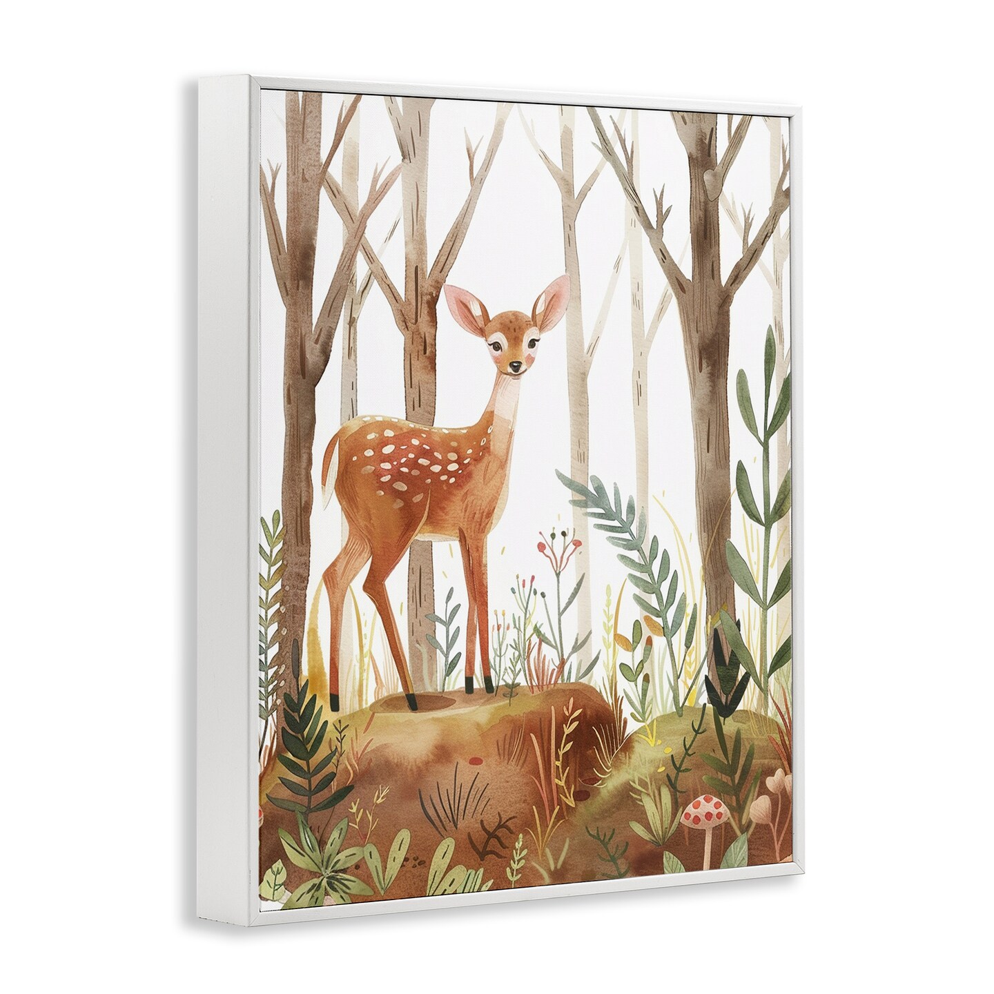 Stupell Industries Soft Woodland Deer Framed Giclee Wall Art Design by LSR Design Studio