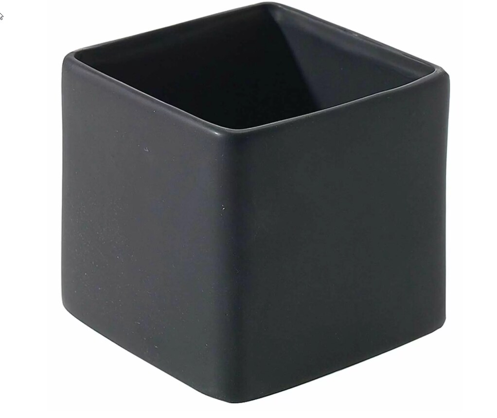 4.75&#x22; Square Matte Black Ceramic Vase &#x2013; Modern Floral Container for Centerpieces &#x26; Minimalist Home Decor-92170-56