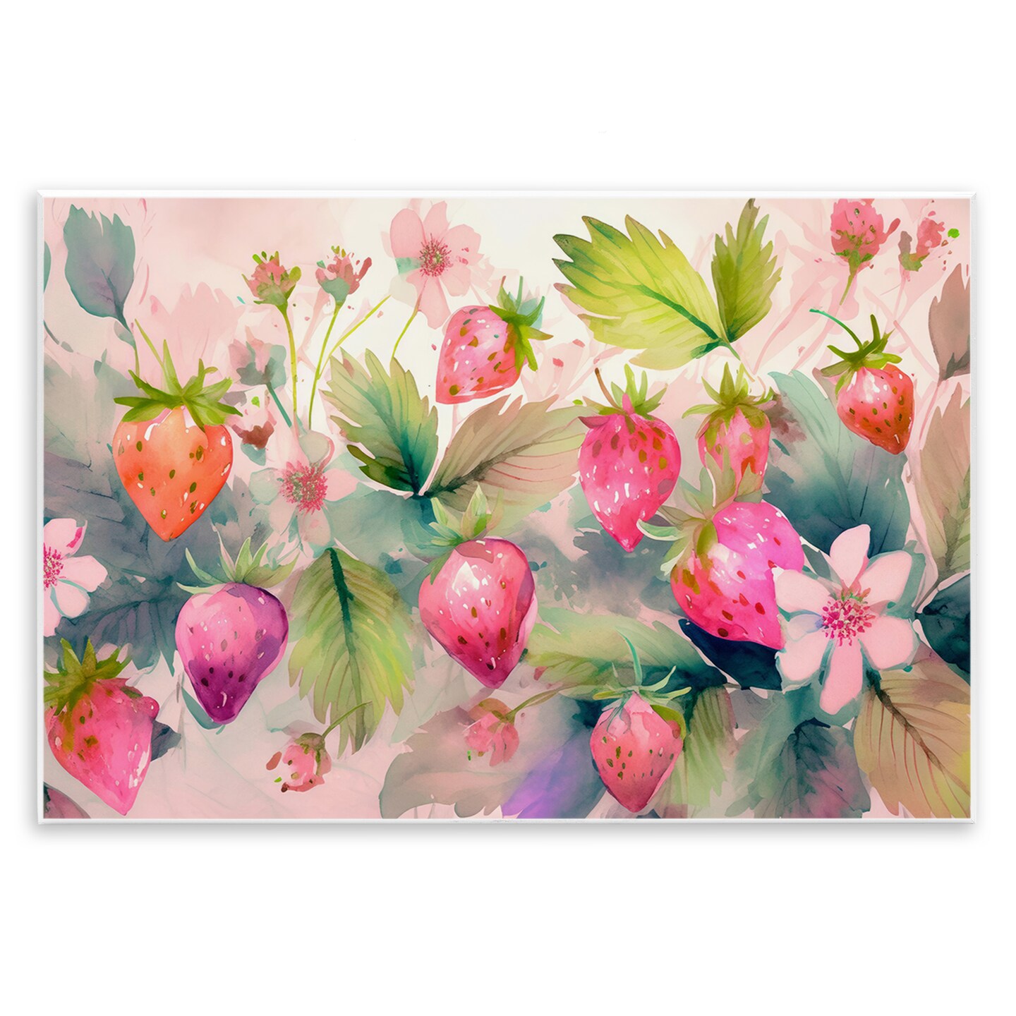 Stupell Industries Pink Strawberries & Bloom Wall Plaque Art Design by Alina Georgescu
