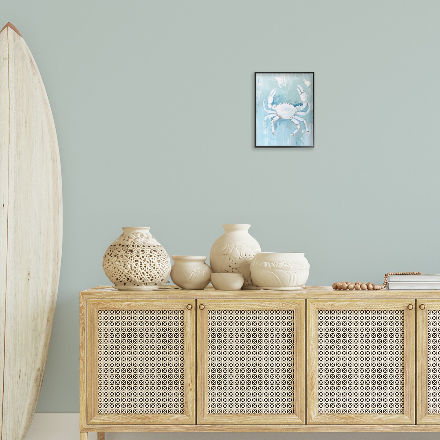 Stupell Industries White Coastal Crab Framed Giclee Wall Art Design by Arlington Prints