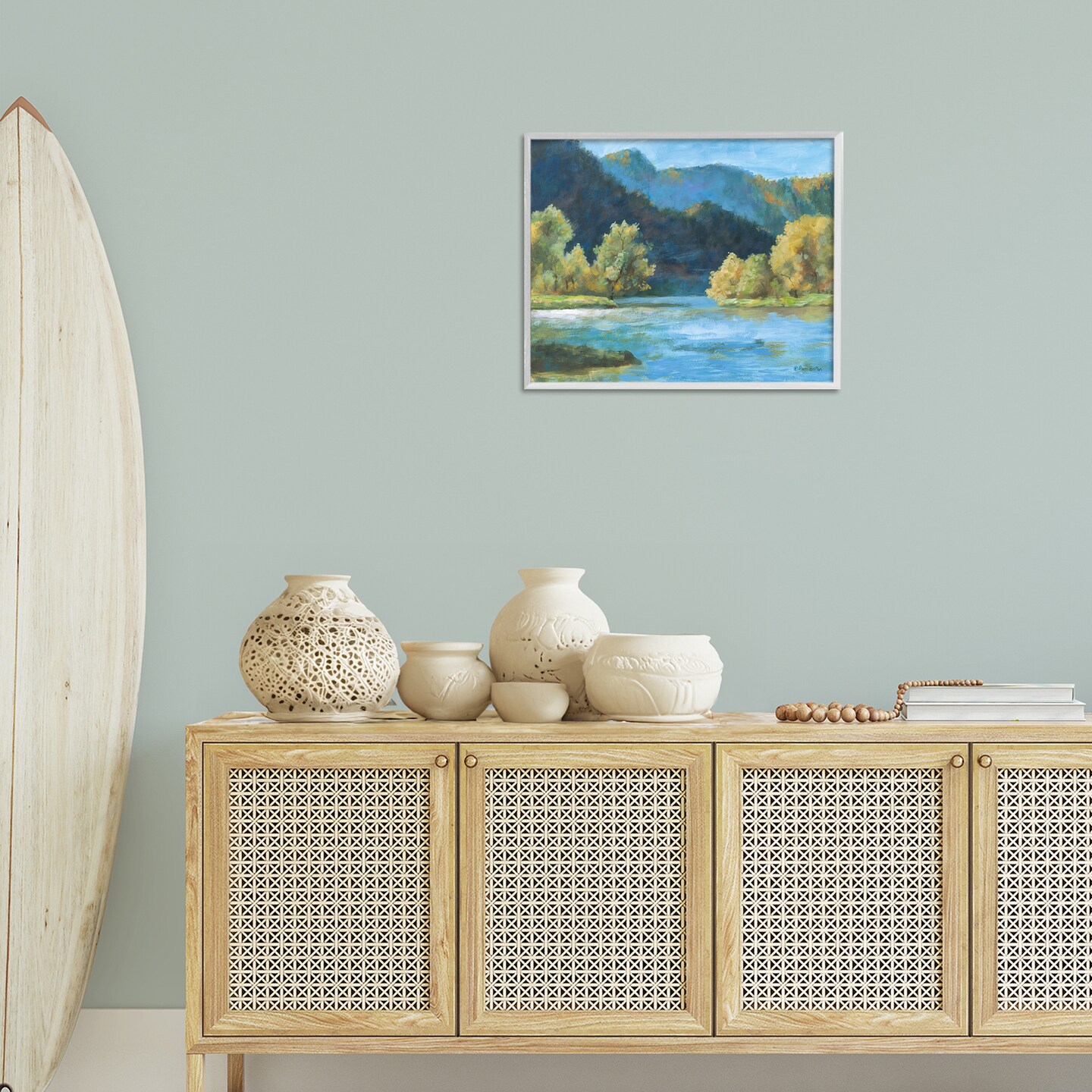 Stupell Industries Blue Hued Mountains Framed Giclee Wall Art Design by Pam Britton