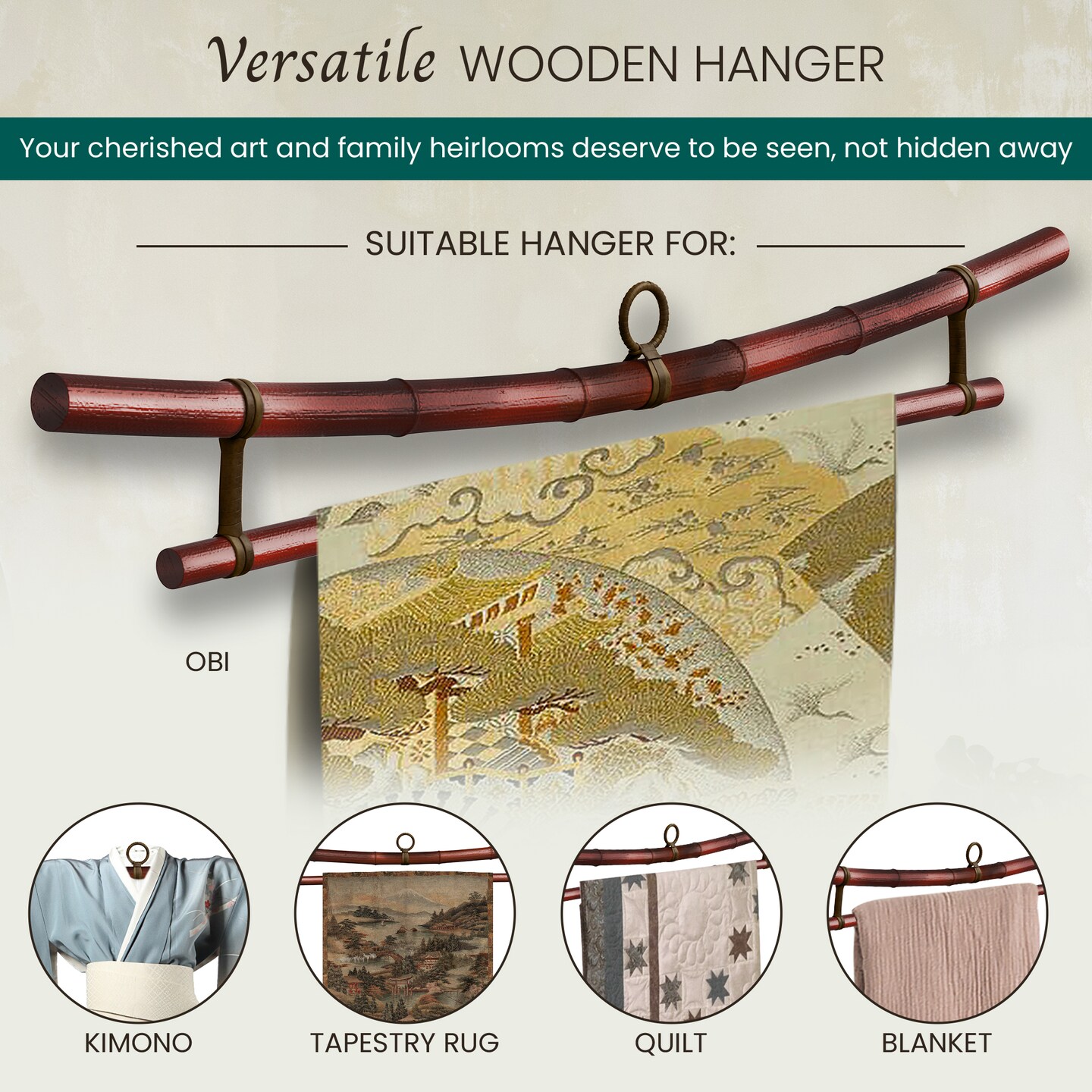 Smoked Bamboo Tapestry Holder, Rug Wall Hanger, Tapestry Wall
