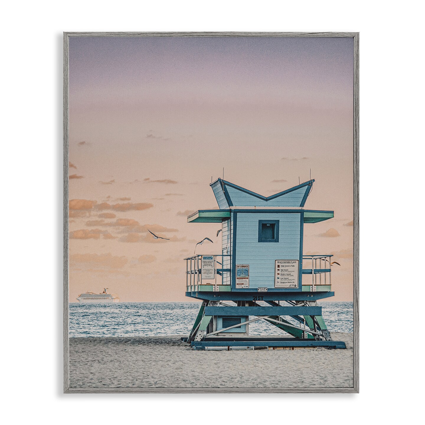 Stupell Industries Miami Lifeguard Stand Framed Giclee Wall Art Design by LSR Design Studio