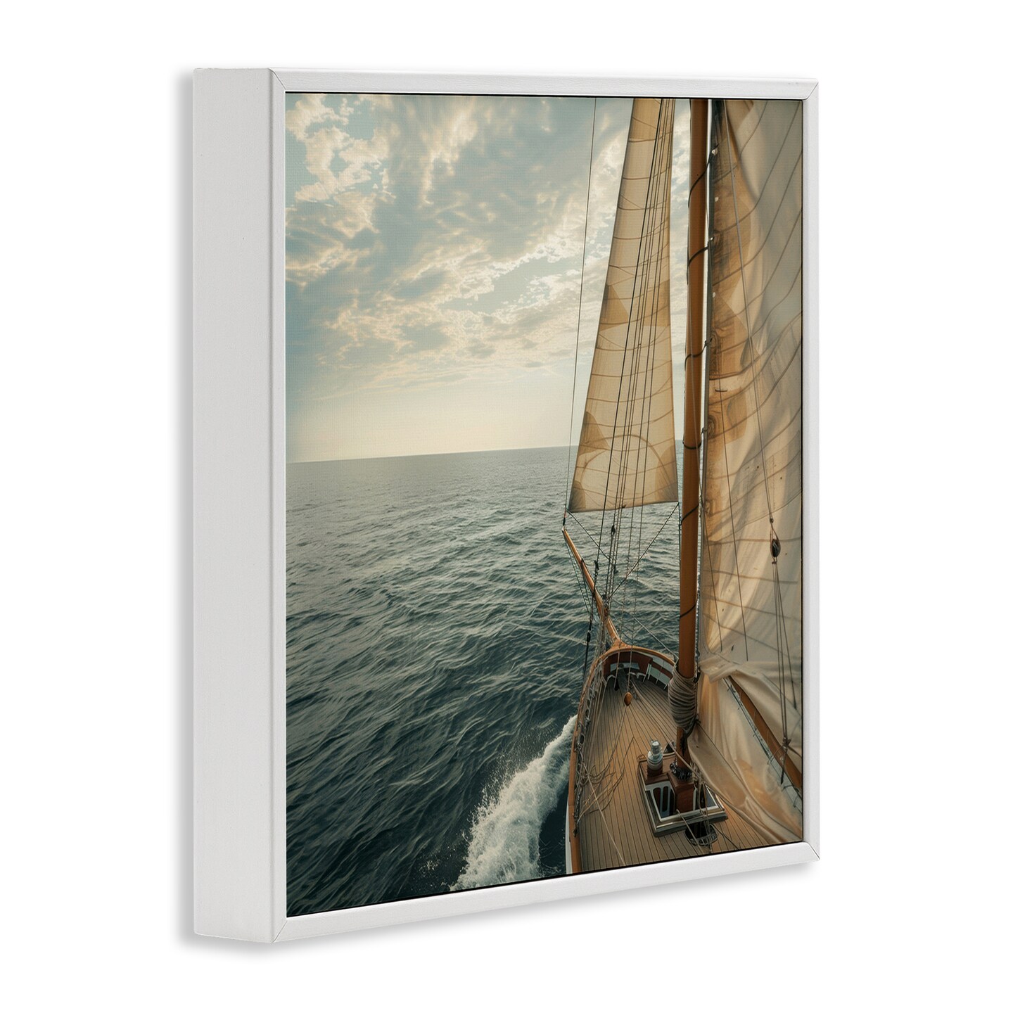 Stupell Industries Open Sails on Sea Framed Giclee Wall Art Design by LSR Design Studio