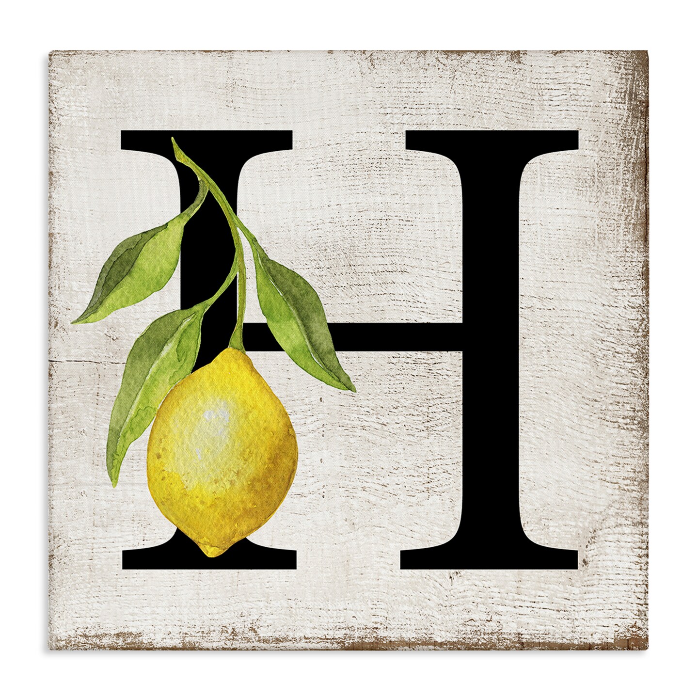Stupell Industries H with Lemon Letter Canvas Wall Art Design by Creatif Belle