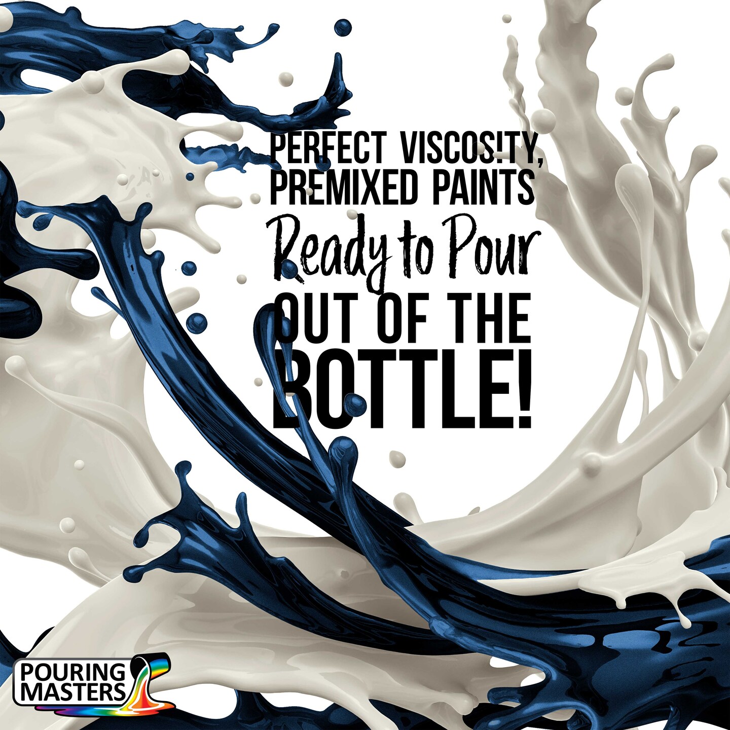 Pouring Masters Dark Sapphire Blue Metallic Pearl Ready to Pour Acrylic Pouring Paint - Premium 64-Ounce Pre-Mixed Fluid Acrylic Paint - Fluid Art Supplies for Canvas, Wood, Paper, Tile & Rocks