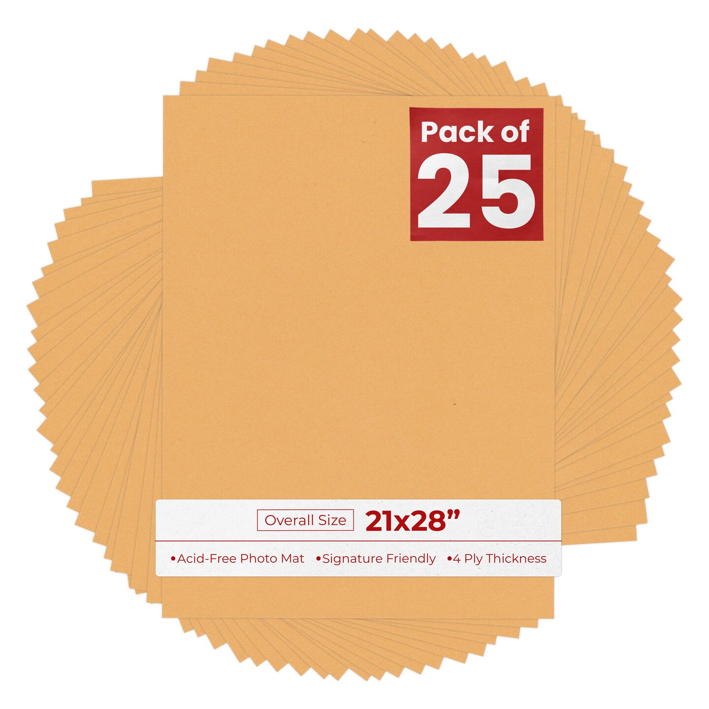 21x28 Topaz Orange 21x28 Uncut Mat Board - Blank Sheets, No Opening, Color ...