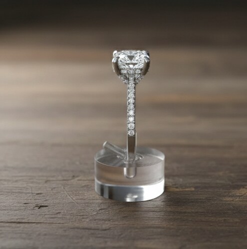 14K White Gold Natural Earth Mined Cushion Cut Diamond Engagement