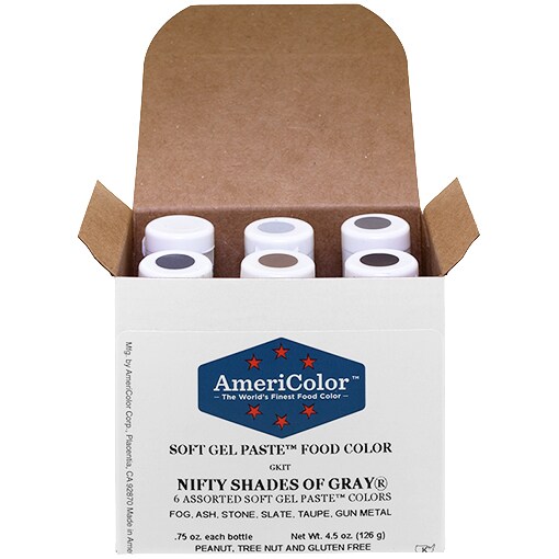 AmeriColor, Nifty Shades Of Gray Kit, Soft Gel Paste Food Color