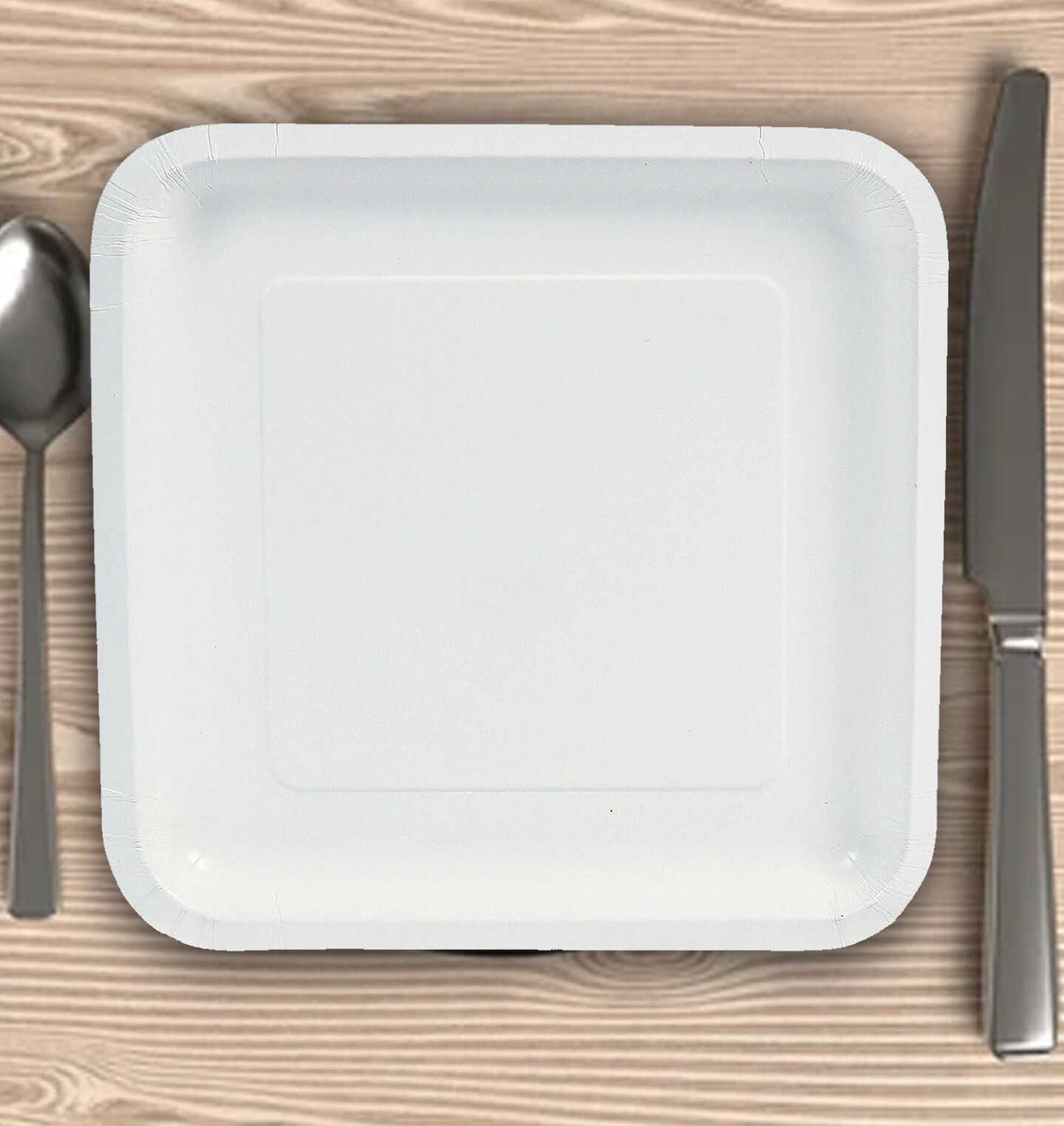 24 Count White Square Paper Dinner Plates Disposable Party Tableware 9&#x22;