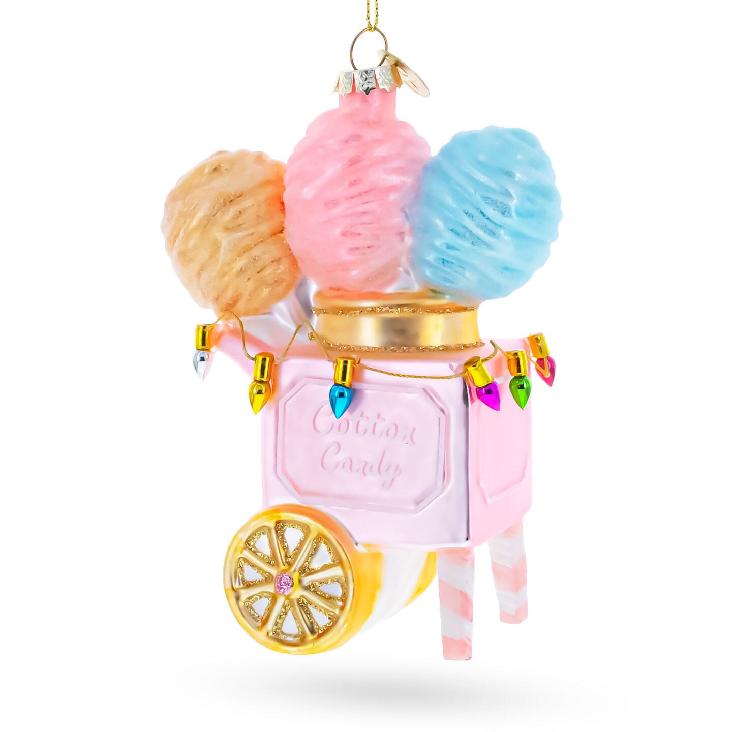 Cotton Candy Cart Glass Christmas Ornament