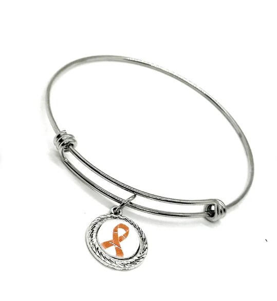 Orange Ribbon Charm Bracelet, Awareness Jewelry, Melanoma Awareness,  Leukemia, Cultural Diversity, Kidney Cancer, Suicide Prevention  MakerPlace by