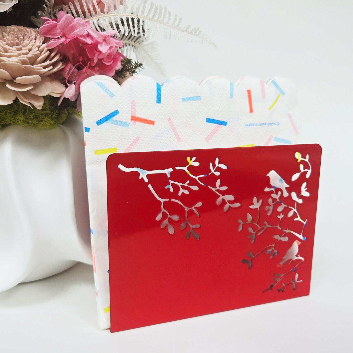 Mango Steam Songbird Tabletop Napkin & Letter Holder for Home, Kitchen, Restaurants