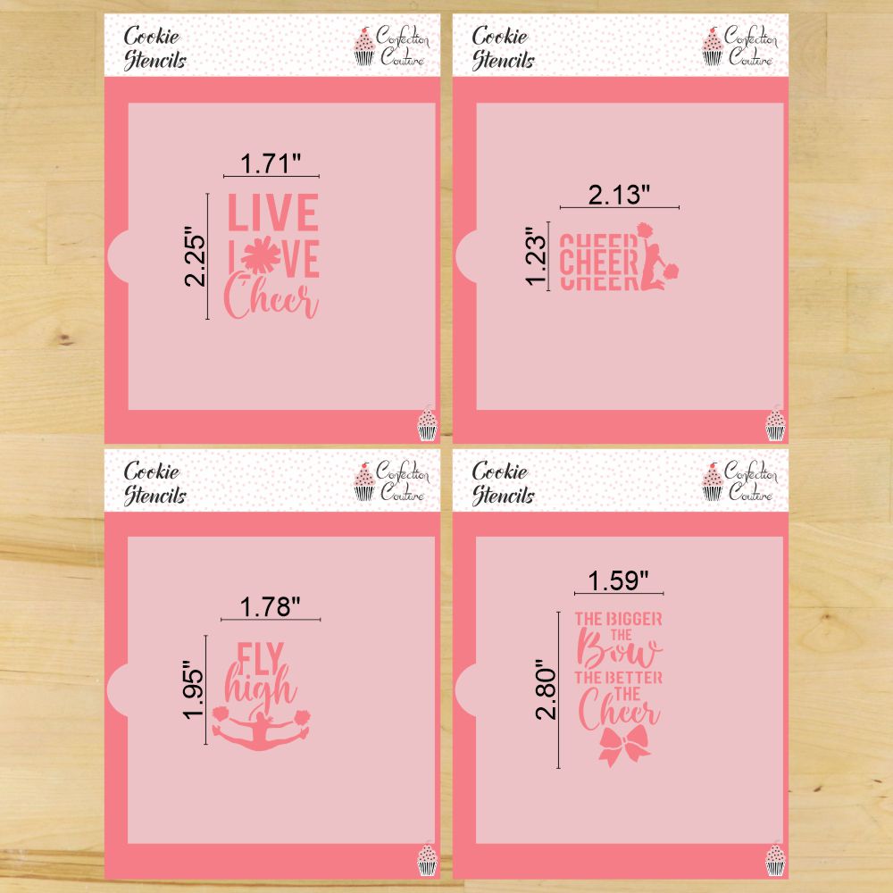 Cheerleading Quotes Cookie Stencil Set | Cookie Decorating Tool | Airbrushing | Royal Icing | Arts & Craft | Confection Couture |