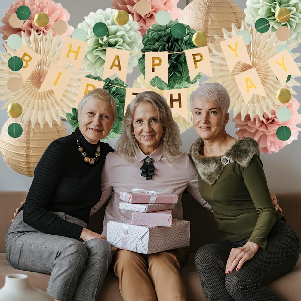 Sage Green and Dusty Pink Birthday Decoration(Sage Green, Dusty Pink)