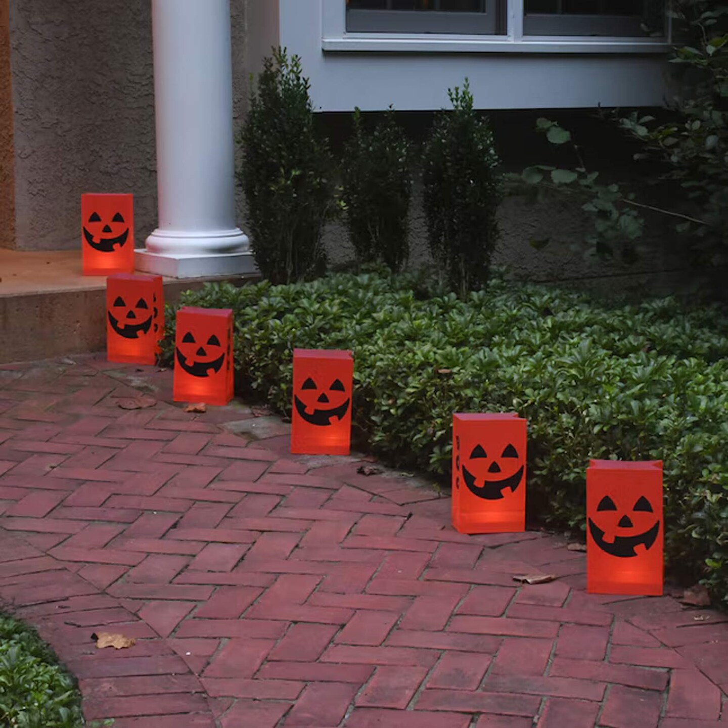 LumaBase 12-Pack Freestanding Jack-O-Lantern Luminarias &#x2013; 0.83 Ft Halloween Pathway Decor