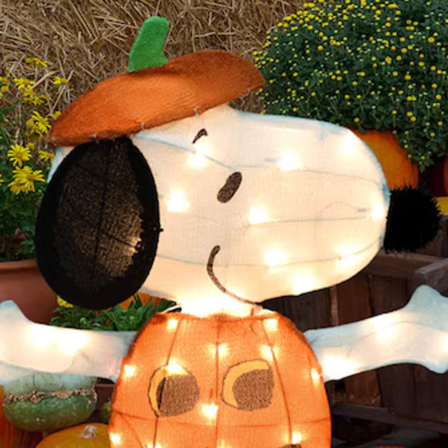 1.97 Ft Snoopy Jack-O-Lanterns Yard Stake Lighted Halloween Decoration
