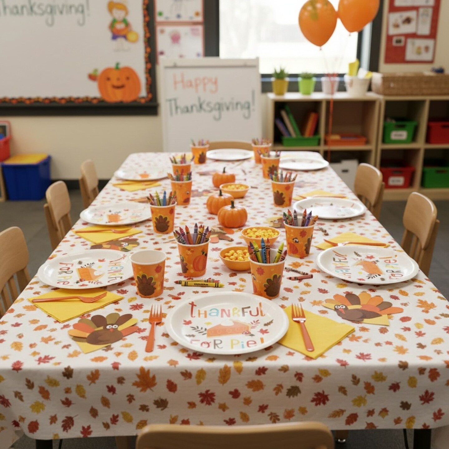 Thankful for Pie Thanksgiving Dessert Plates – 6.75” Paper Plates for Classroom, Office, or Holiday Parties