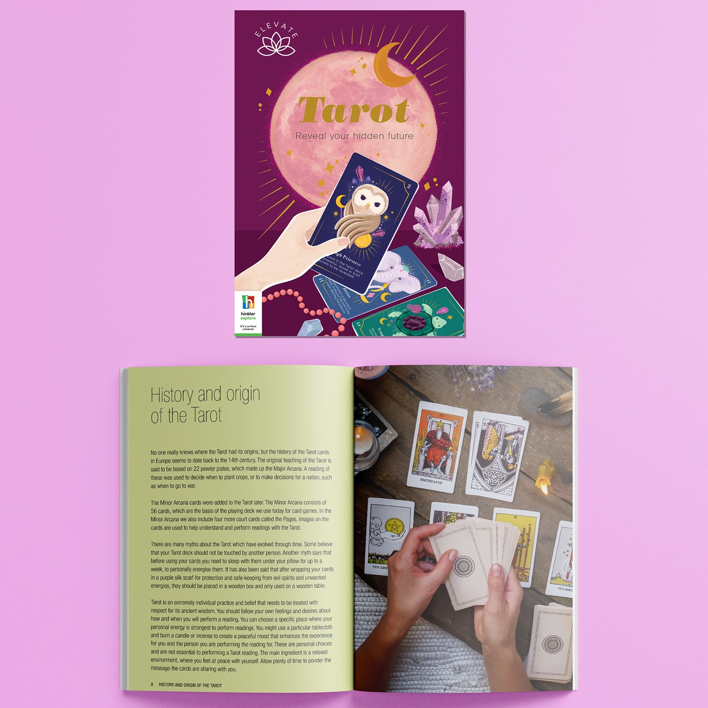 Elevate - Tarot Kit - Arcana and Readings for Adults - History and Origins of Tarot - Mental Health and Self Care Essentials - Tarot Cards - Adult Hobbies - Discover Divination