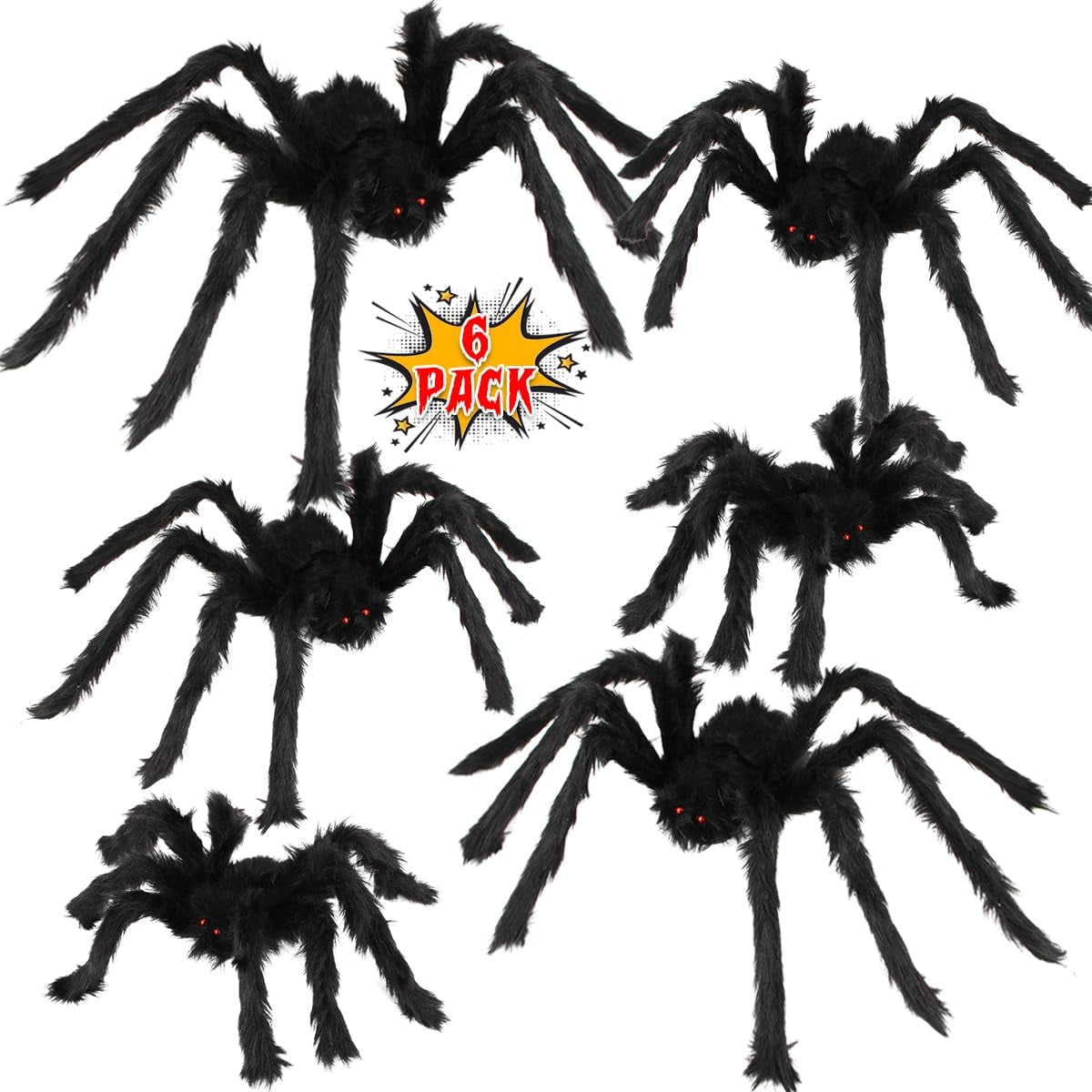 Halloween Spider Decorations 6 Pack Giant Spider Outdoor Decorations Set Scary Hairy Realistic