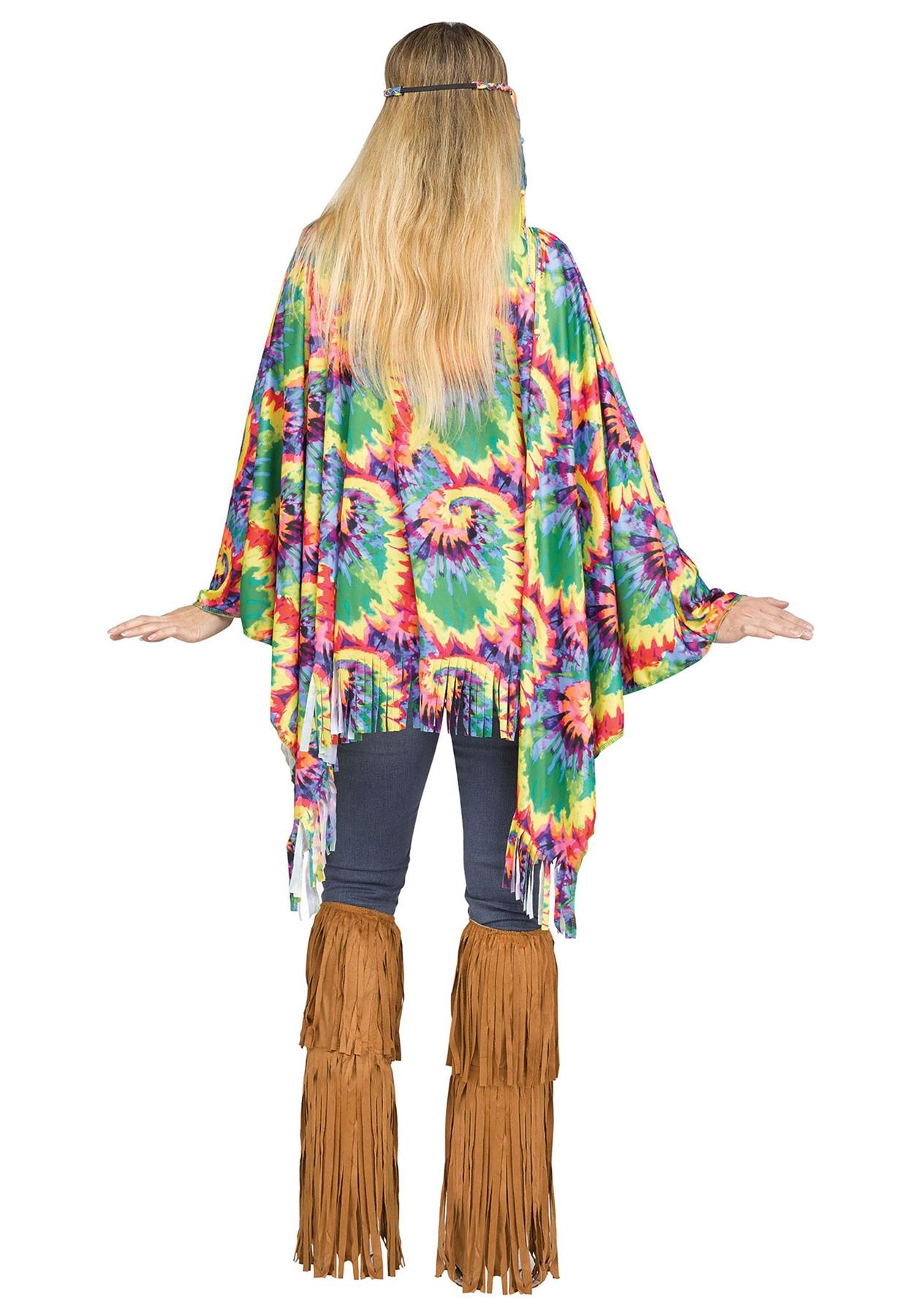 Fun World FW90421 Adult Tie Dye Hippie Poncho - Size 4-14