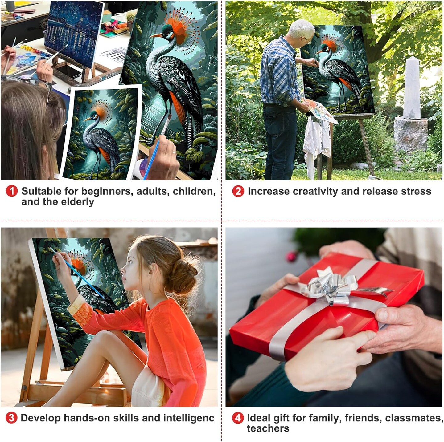 Framed and Easel Paint by Numbers Kit for Adults