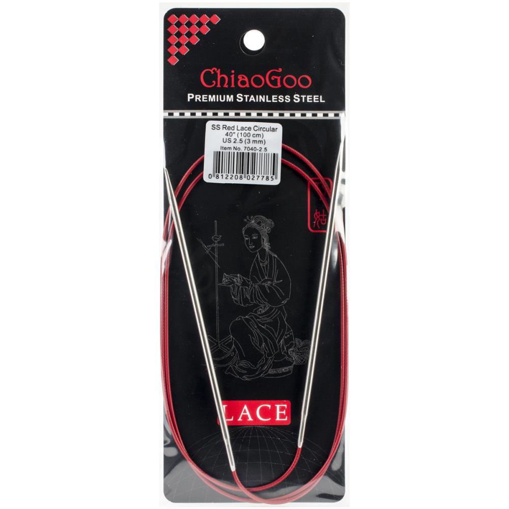ChiaoGoo Red Lace 40&#x22; Stainless Circular Knitting Needles - Sizes US 0/2mm to 17 / 12.75mm