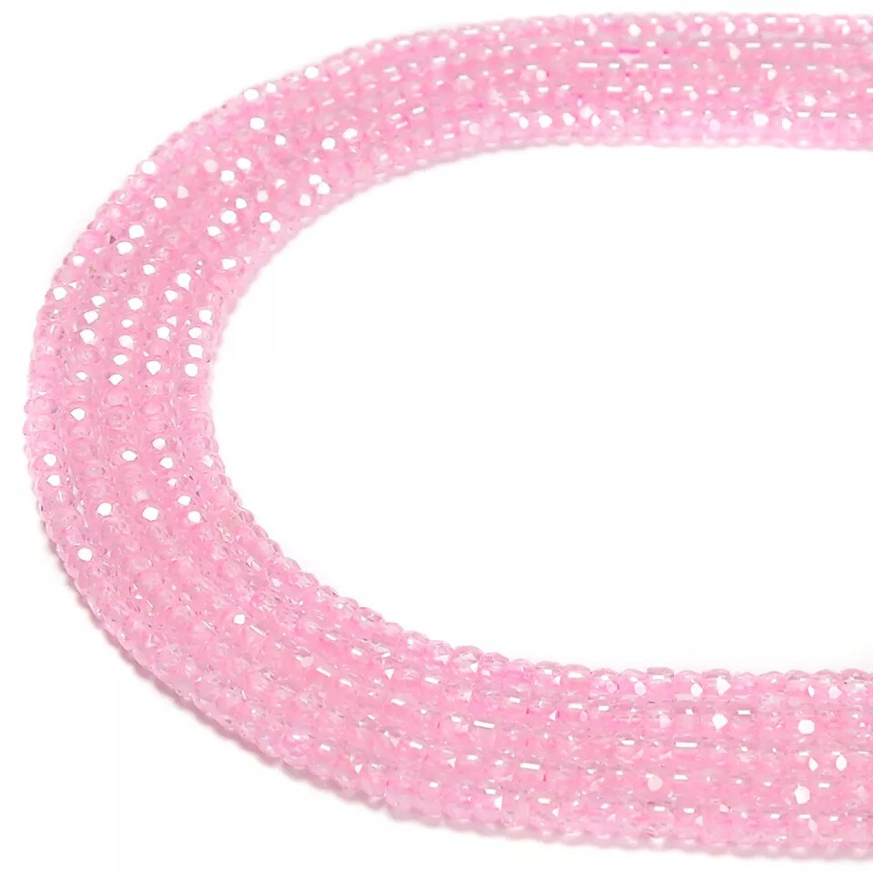 Pink Cubic Zirconia Faceted Rondelle Beads Size 2x3mm 15.5'' Strand