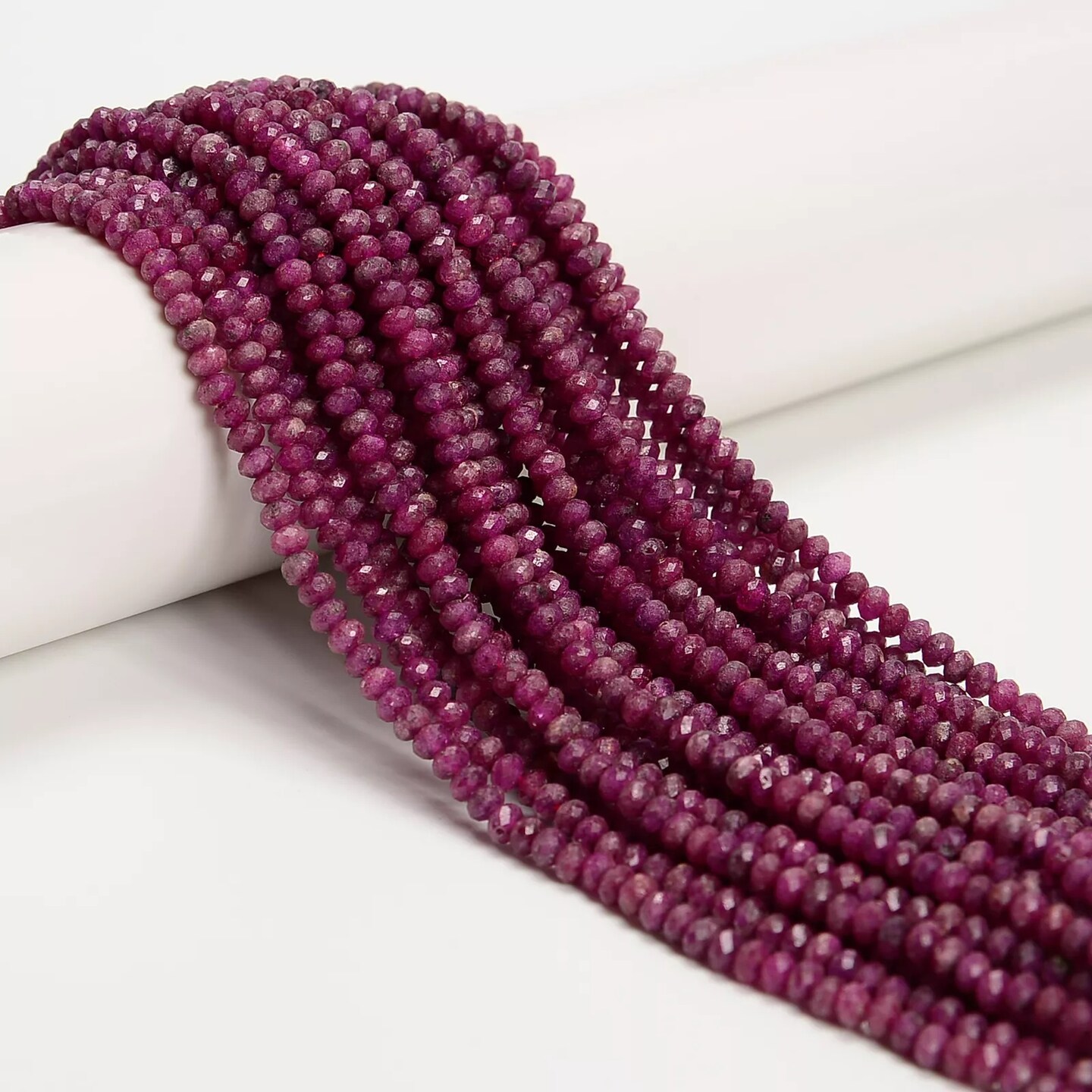 Natural Genuine Ruby Faceted Rondelle Beads Size 2.5x4mm 15.5&#x27;&#x27; Strand