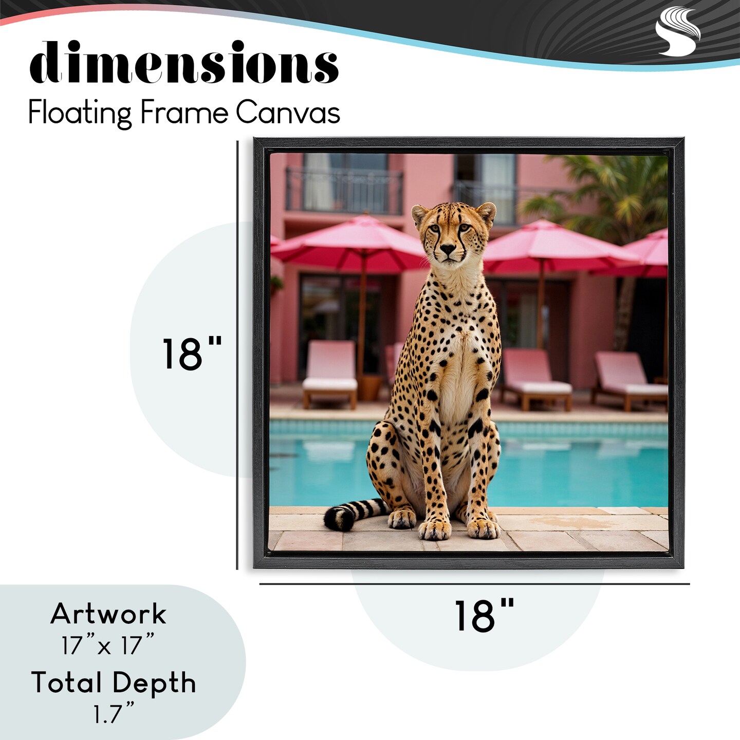 Stupell Industries Cheetah Posed at Poolside Floating Frame, design by Lettered and Lined