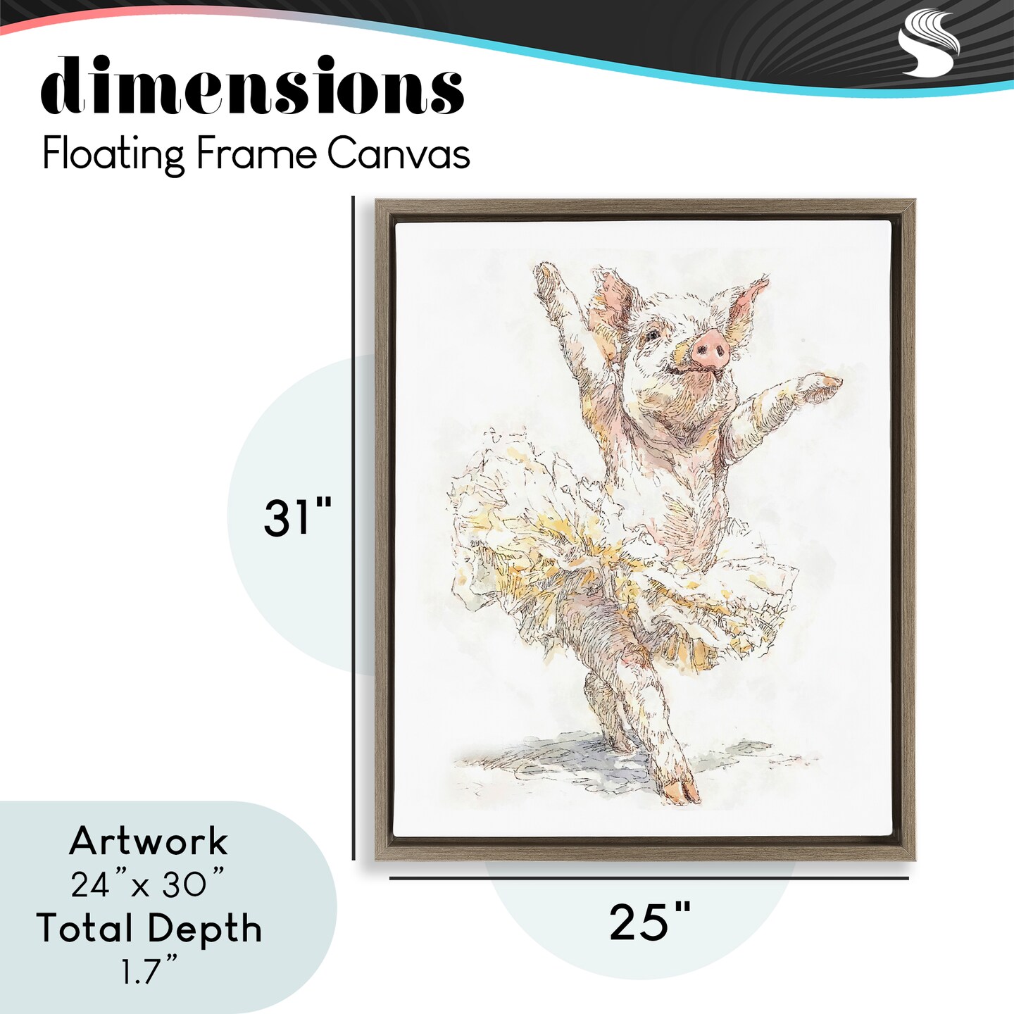 Stupell Industries Ballet Pig Tutu Floating Frame, design by Ziwei Li